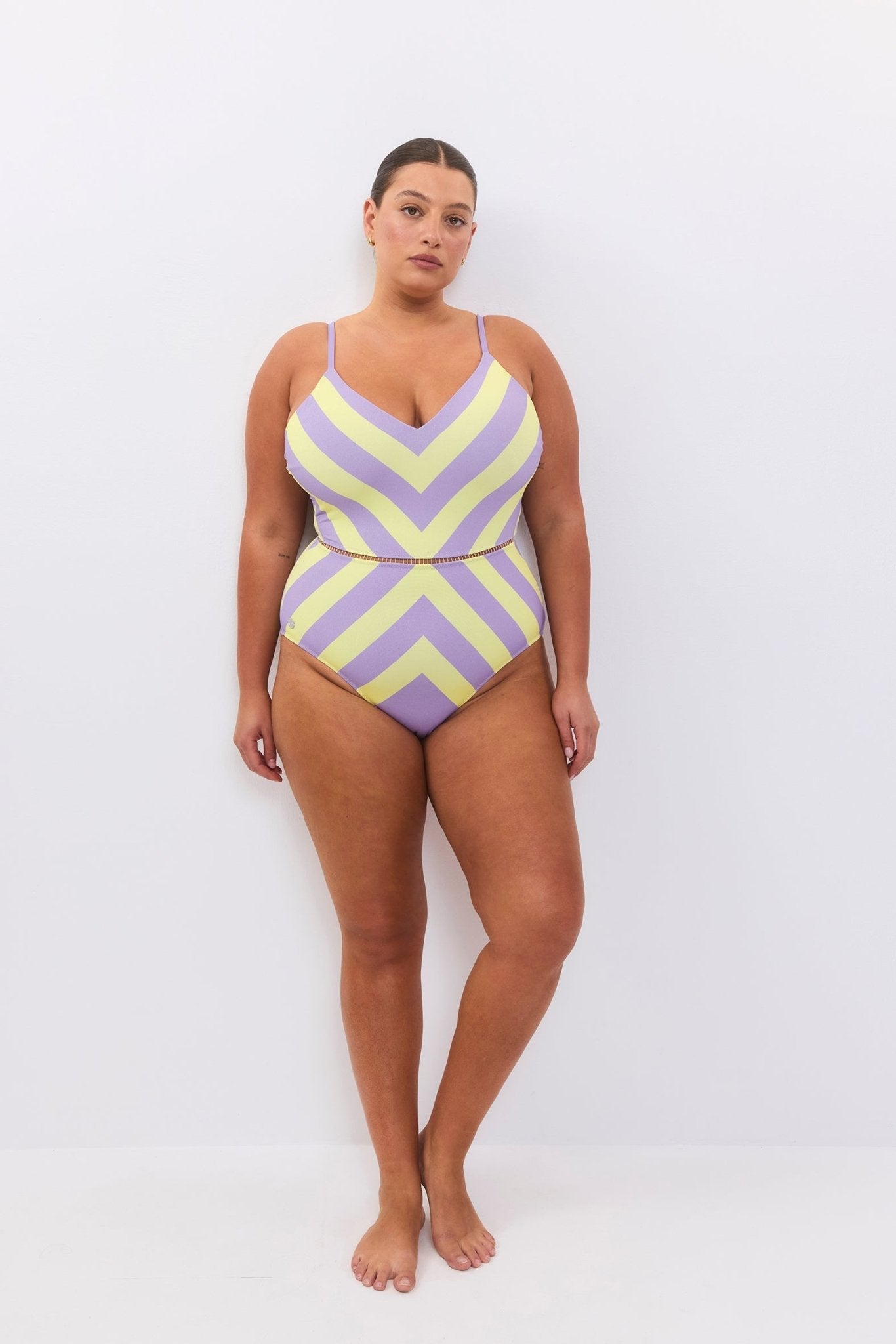 Arava Stripes Purple Yellow - one piece - BiliBlond Swimwear