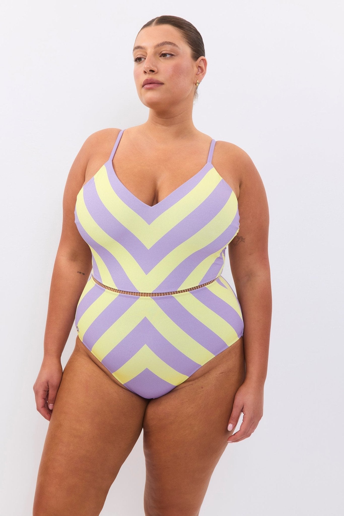 Arava Stripes Purple Yellow - one piece - BiliBlond Swimwear