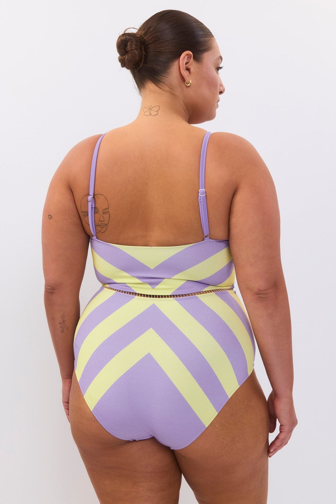Arava Stripes Purple Yellow - one piece - BiliBlond Swimwear