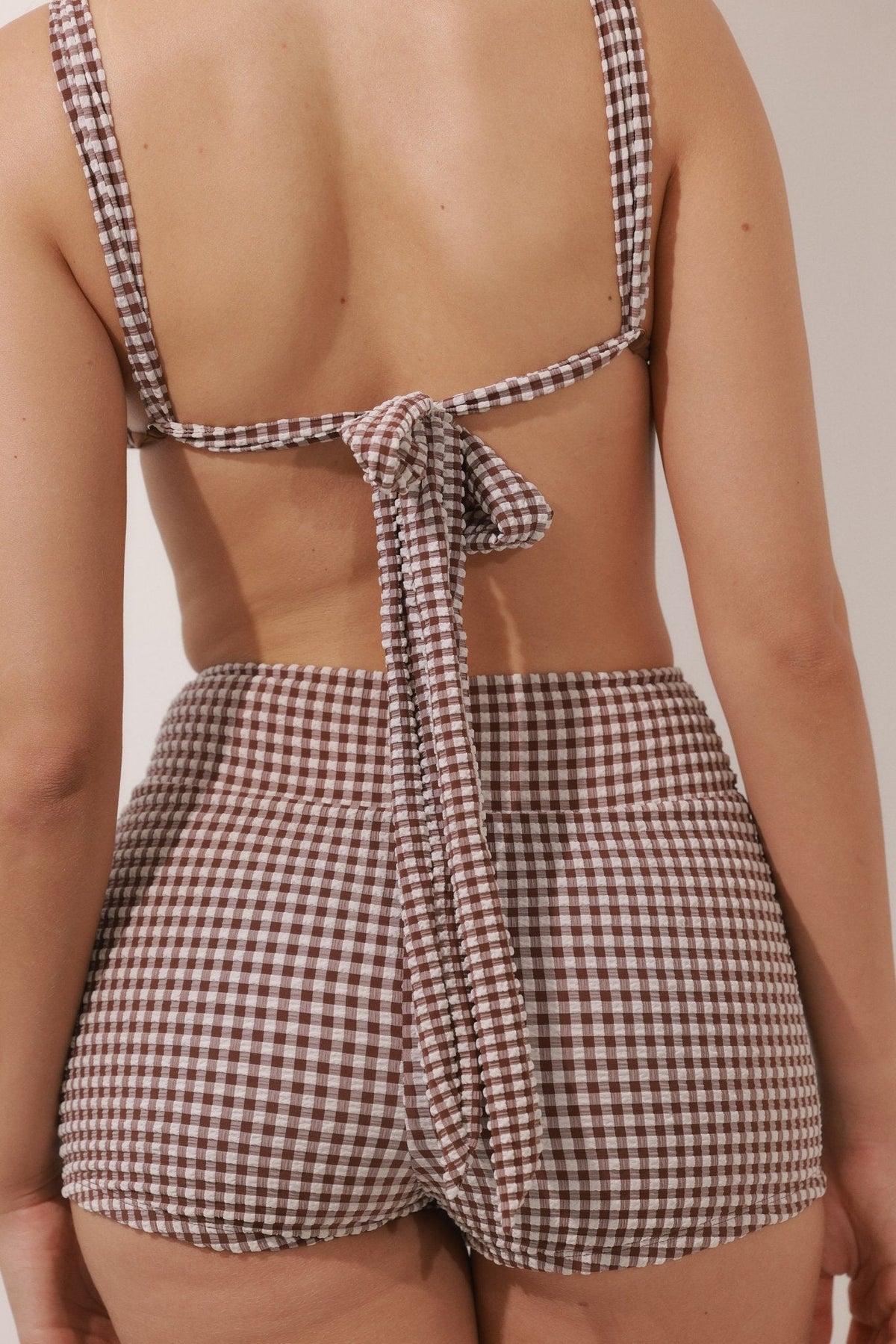 Bili Short Brown Plaid - BIKINI - BiliBlond Swimwear