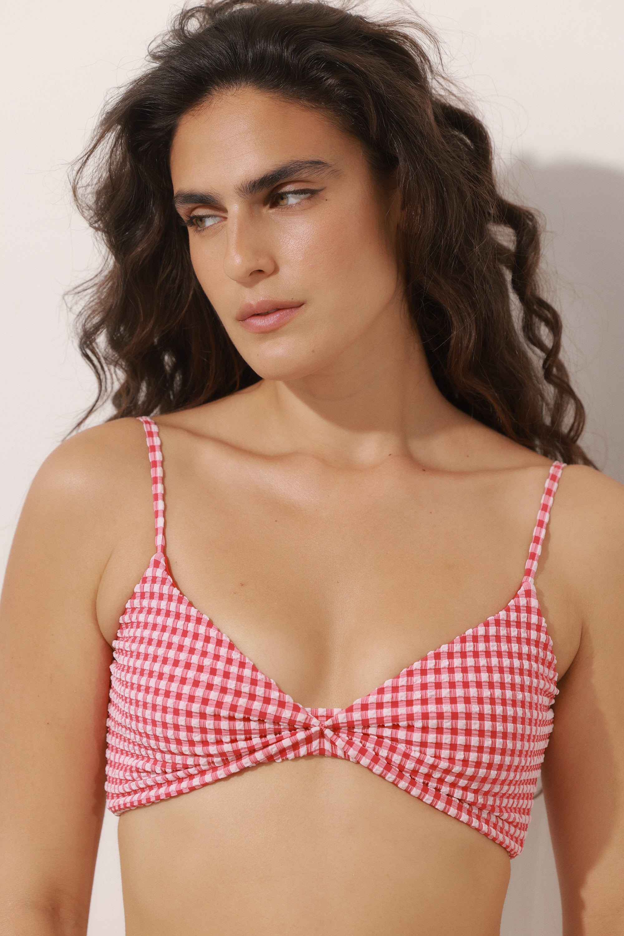 Jordan Top Red Plaid Tie Back