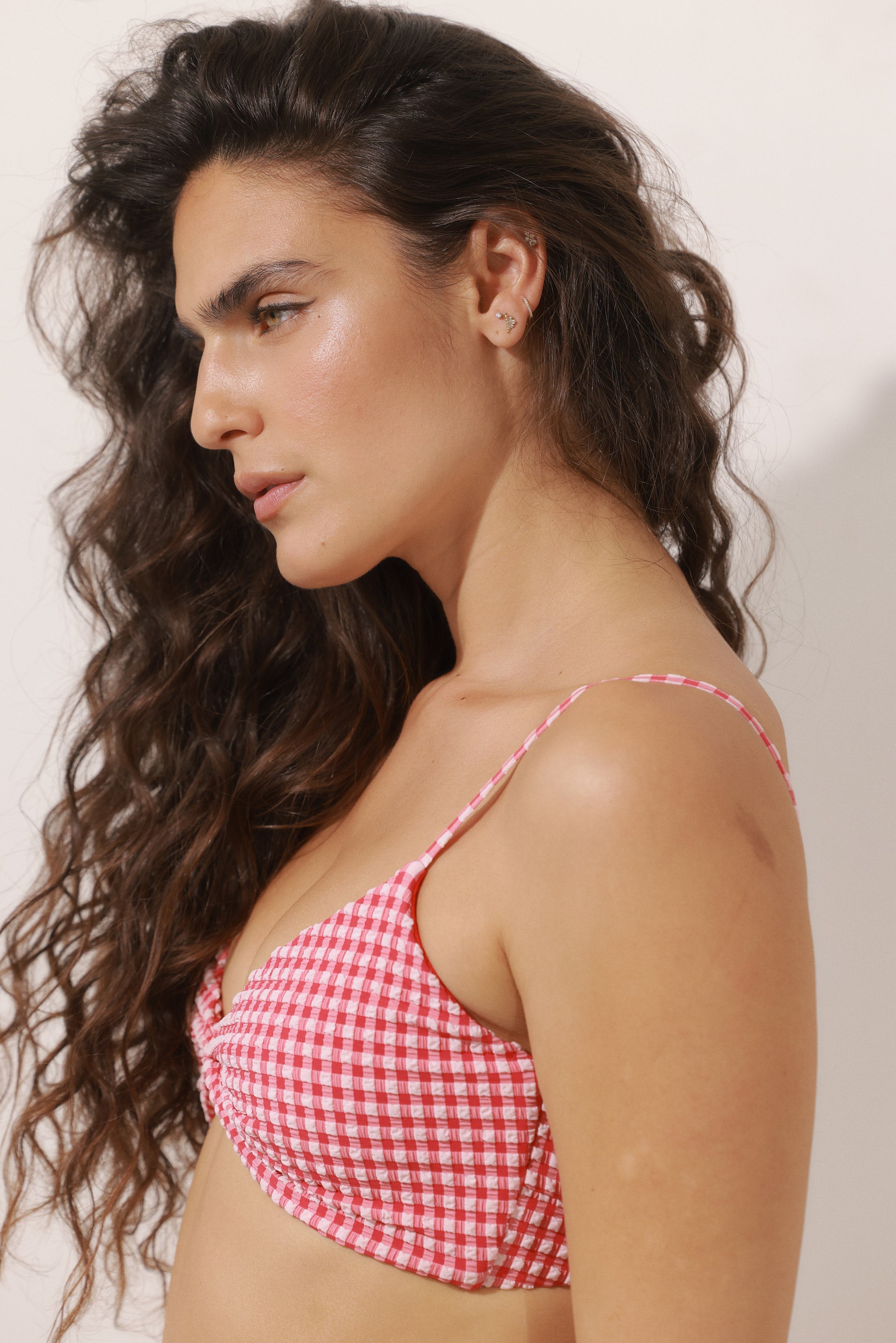 Jordan Top Red Plaid Tie Back
