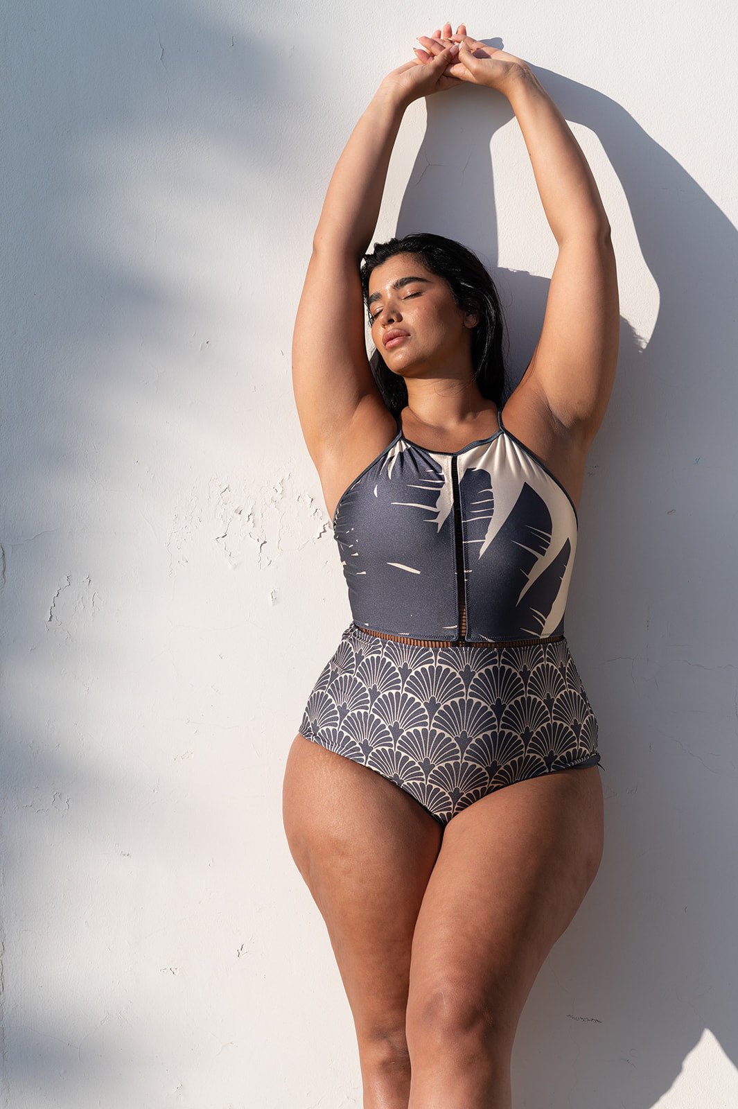 Blue Whale Earth Reversible shiny leaf - one piece -BiliBlond Swimwear