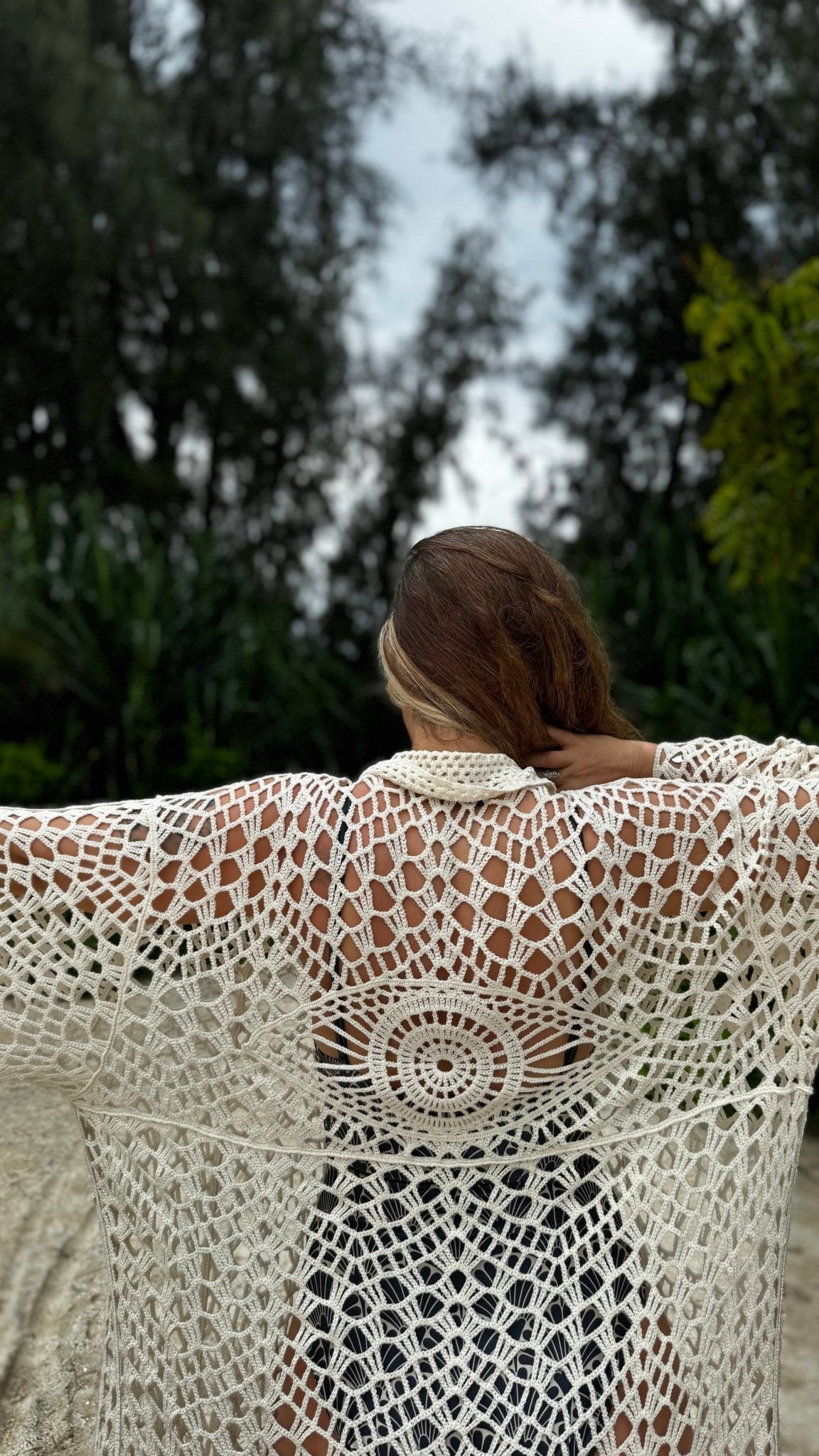 Crochet maxl dress - gallabia - BiliBlond Swimwear שמלת חוף קרושה