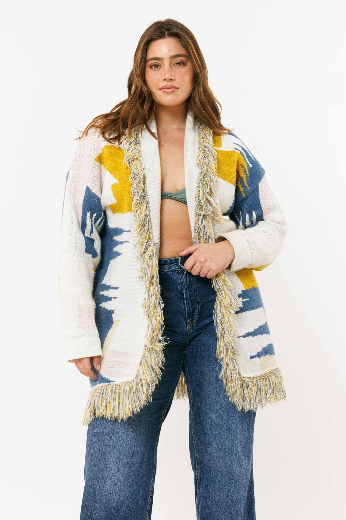 Ethnic Jacquard Cardigan - knit set - BiliBlond Swimwear