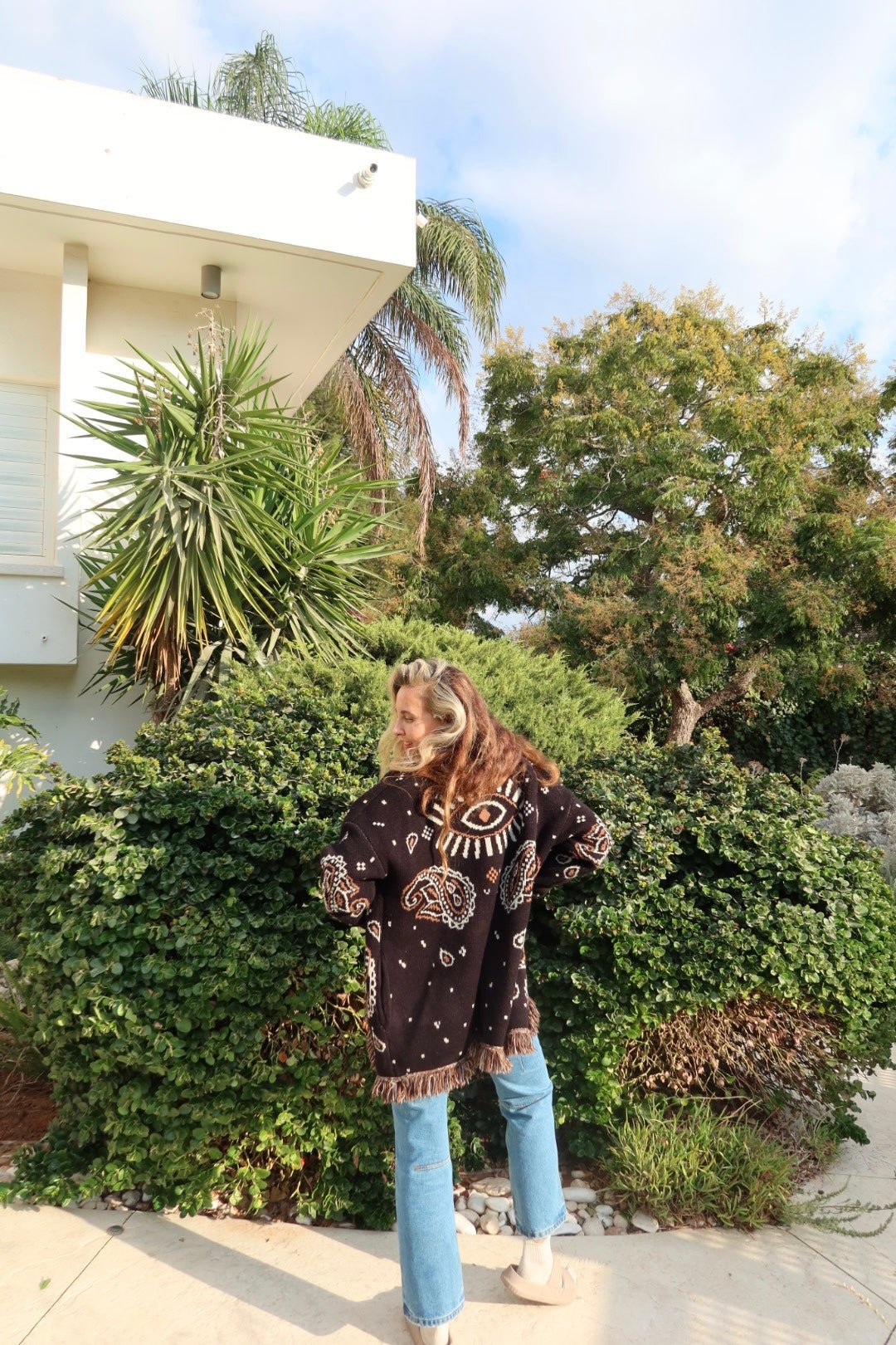 Jacquard Cardigan Black Paisley - gallabia -BiliBlond Swimwear