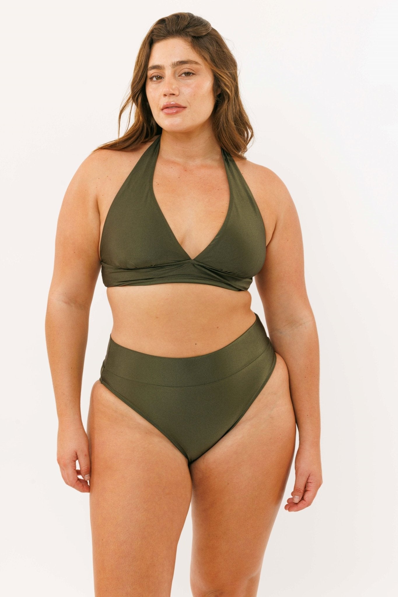 Jay Top Shiny Olive - BIKINI - BiliBlond Swimwear