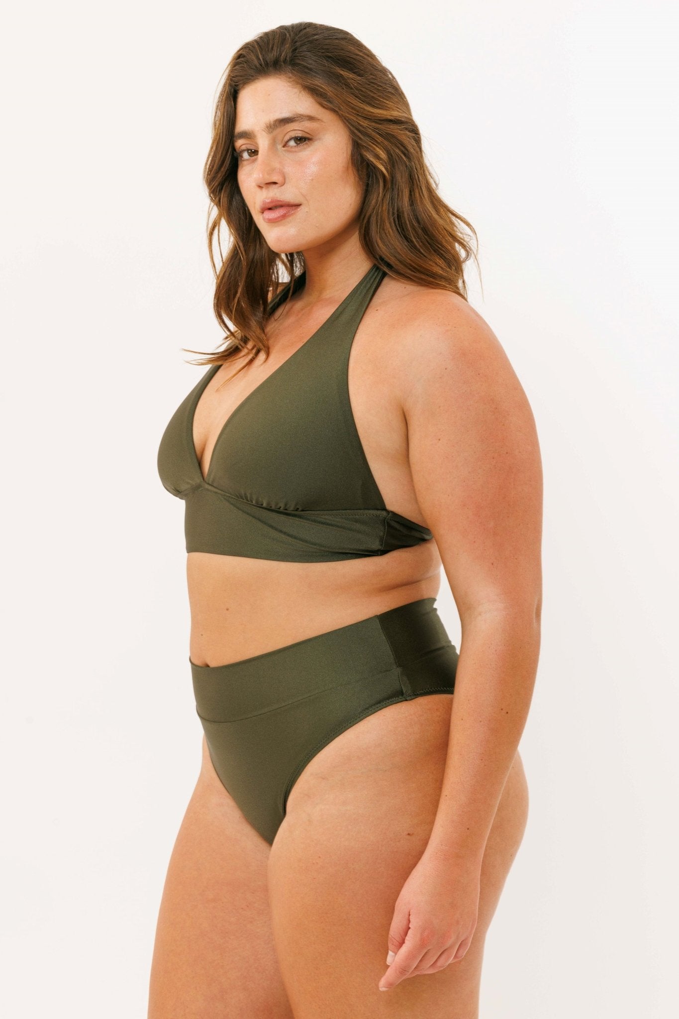 Jay Top Shiny Olive - BIKINI - BiliBlond Swimwear