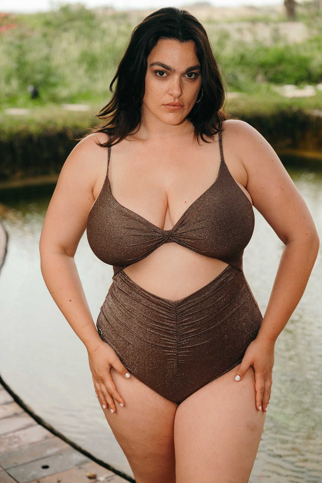 Jordan One-piece Brown Lurex - one piece -BiliBlond Swimwear