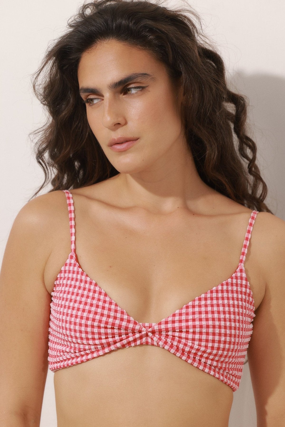 Jordan Top Red Plaid Tie Back - BIKINI - BiliBlond Swimwear
