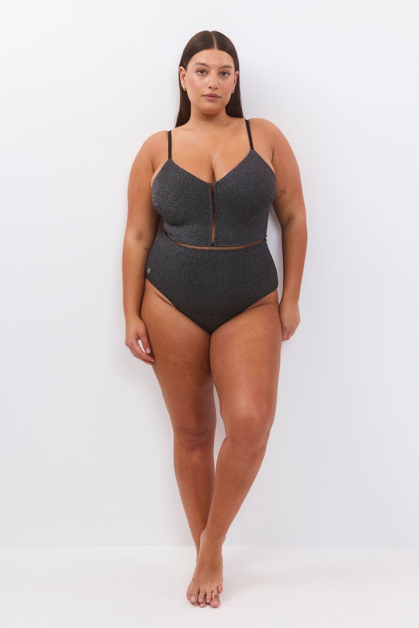 KIM Black Rib Lurex - one piece - BiliBlond Swimwear