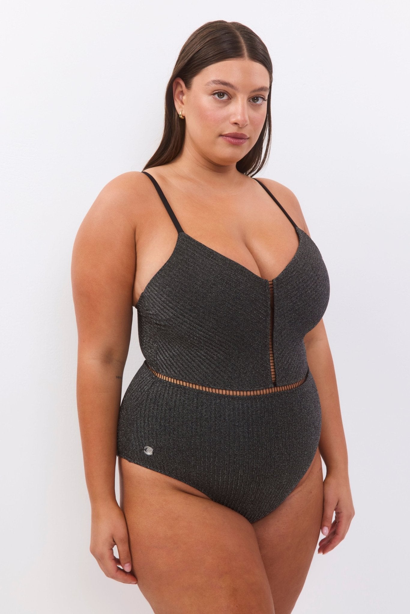 KIM Black Rib Lurex - one piece - BiliBlond Swimwear