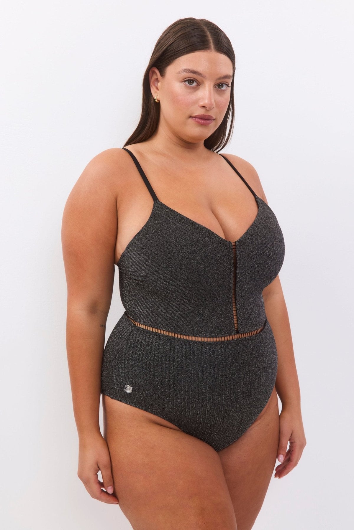 KIM Black Rib Lurex - one piece - BiliBlond Swimwear