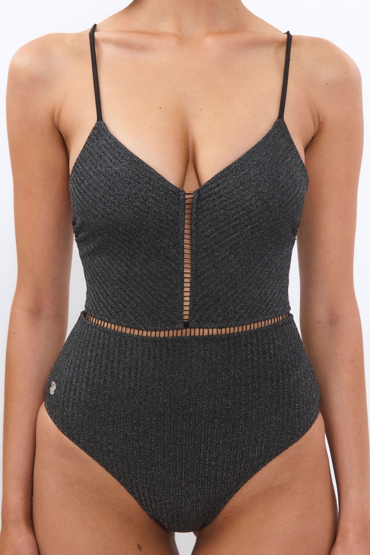 KIM Black Rib Lurex - one piece - BiliBlond Swimwear