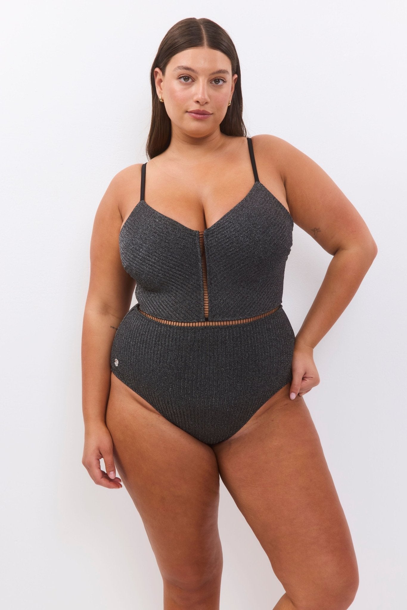 KIM Black Rib Lurex - one piece - BiliBlond Swimwear