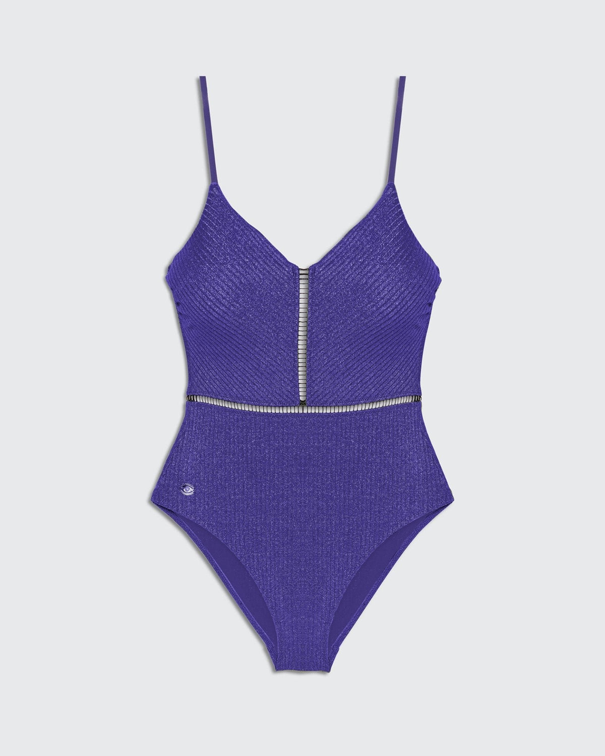Kim Blue Rib Lurex - one piece - BiliBlond Swimwear