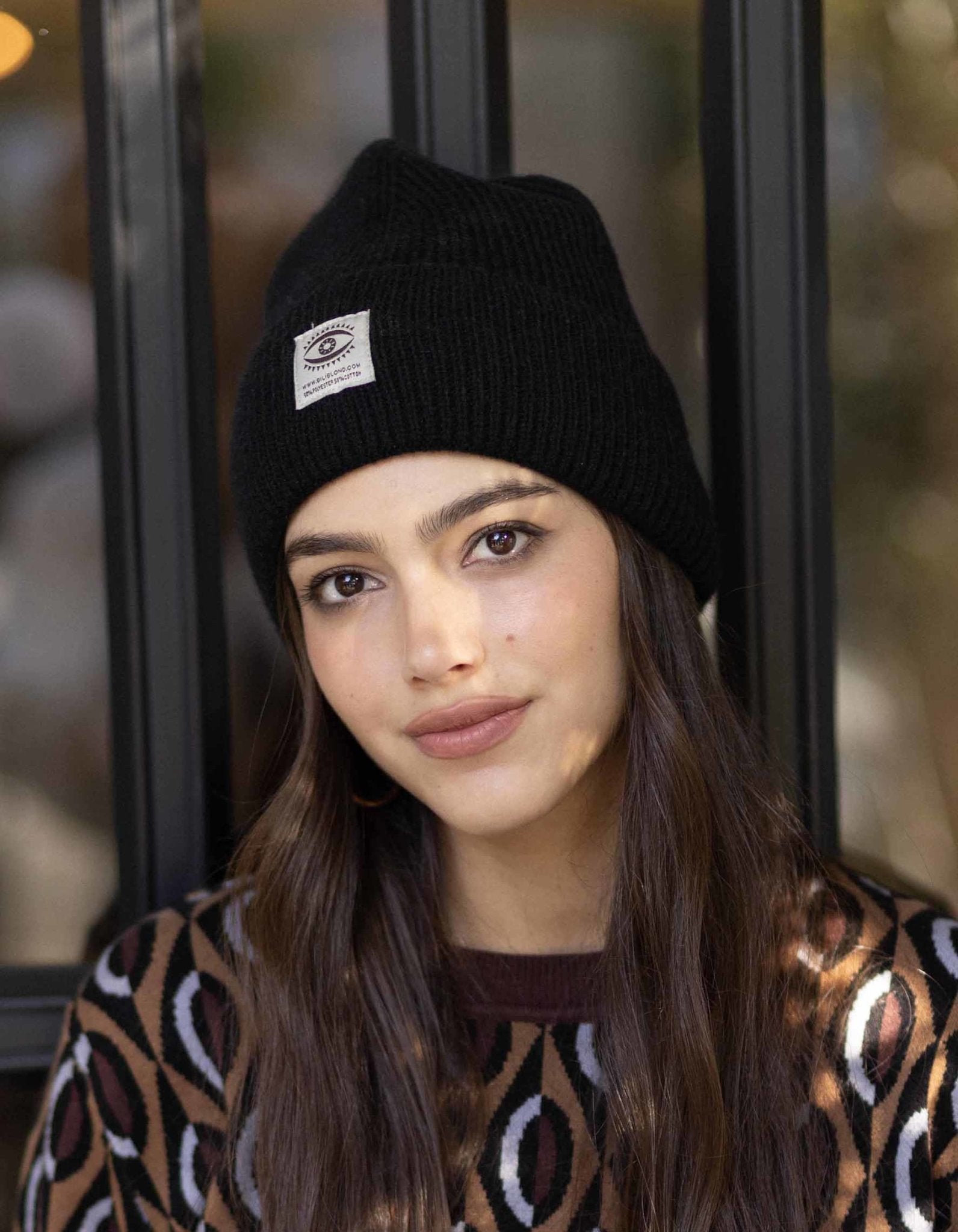 KNITTED BLACK HAT - black beanie-כובע ביני שחור