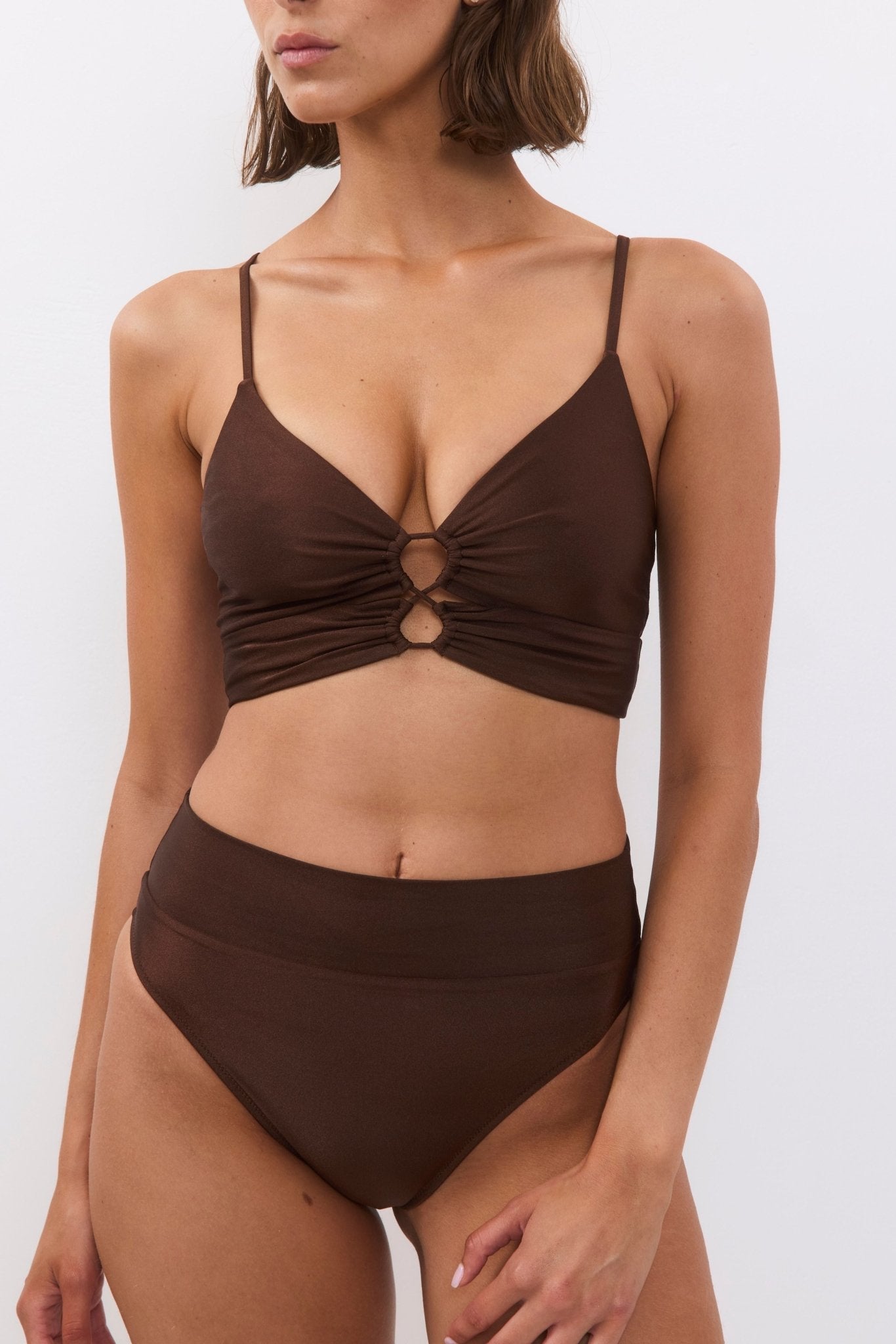 Nyanga Top Dark Brown - BIKINI - BiliBlond Swimwear