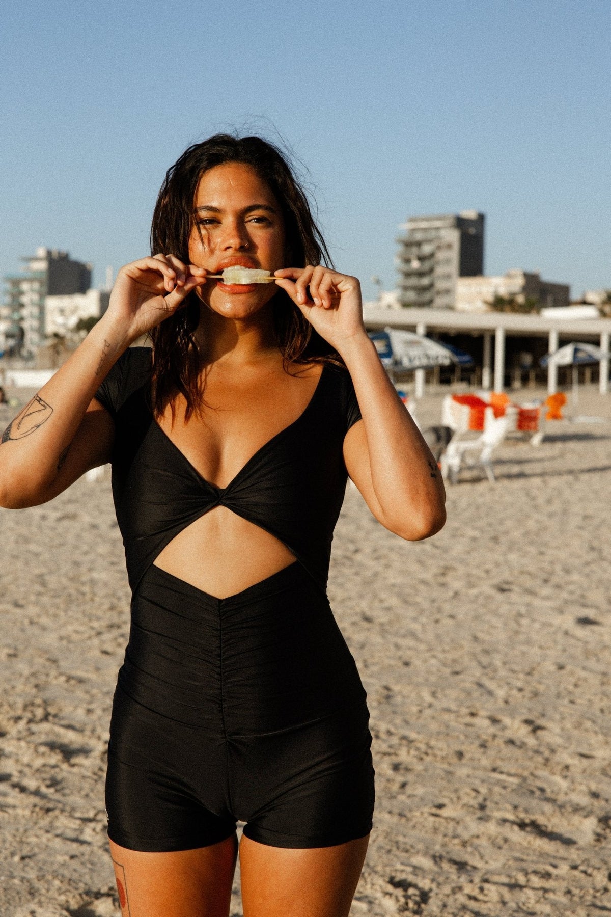 Overall Jordan Black - one piece - BiliBlond Swimwear