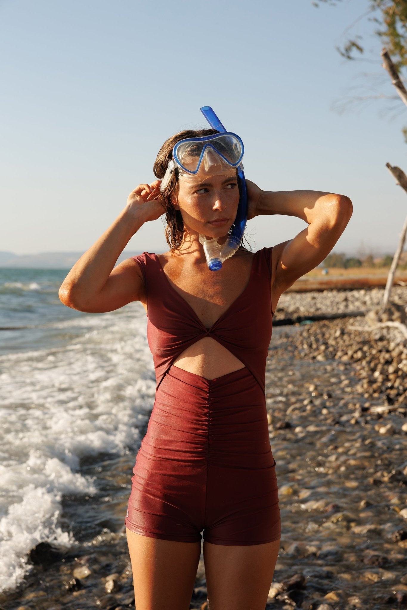Overall Jordan Maroon - one piece - BiliBlond Swimwear