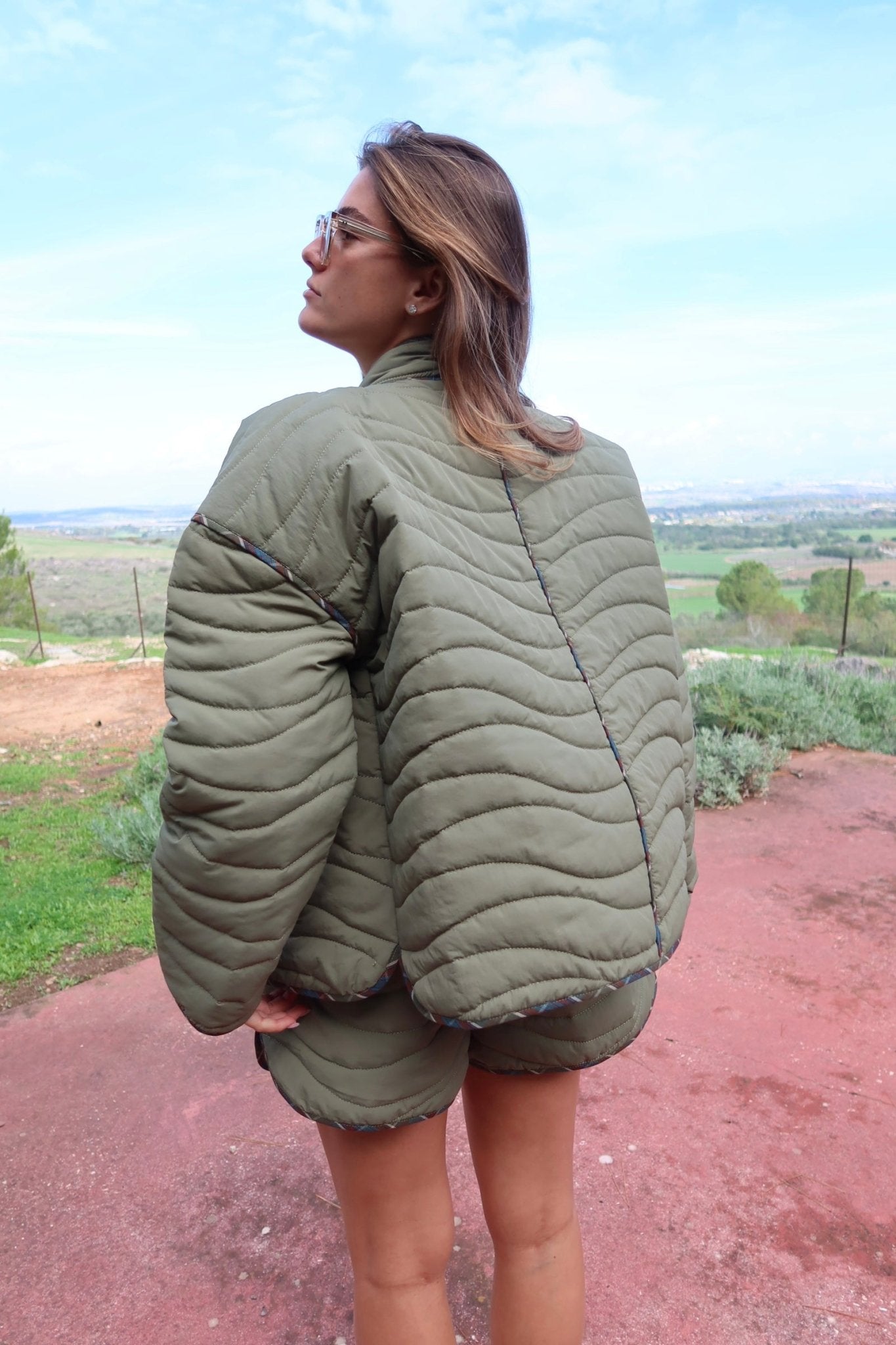 Quilted Short Olive - knit set - BiliBlond Swimwear