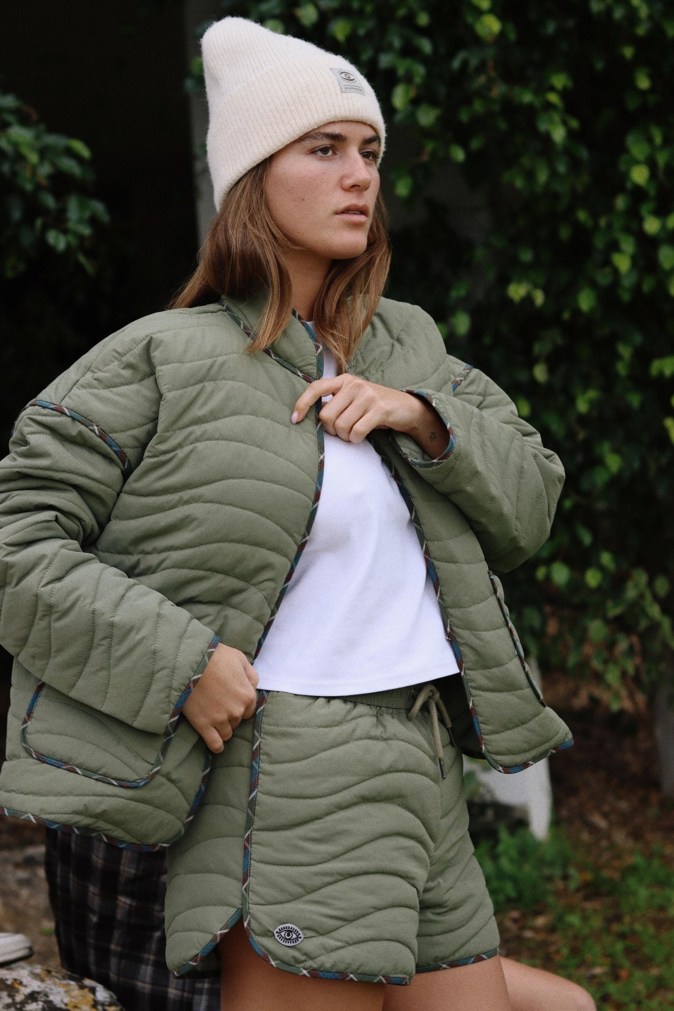 Quilted Short Olive - knit set - BiliBlond Swimwear