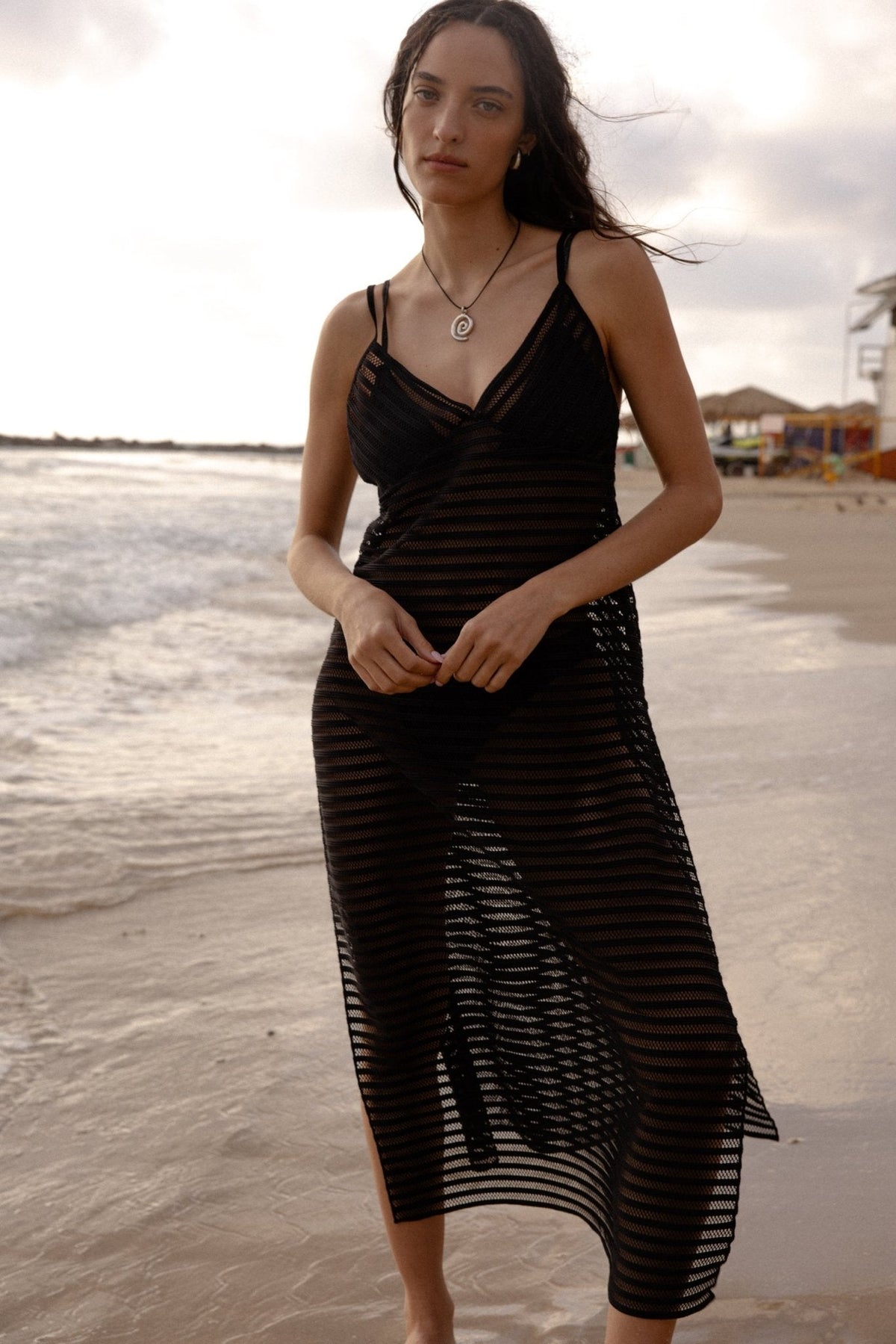 Shell dress black - gallabia - BiliBlond Swimwear