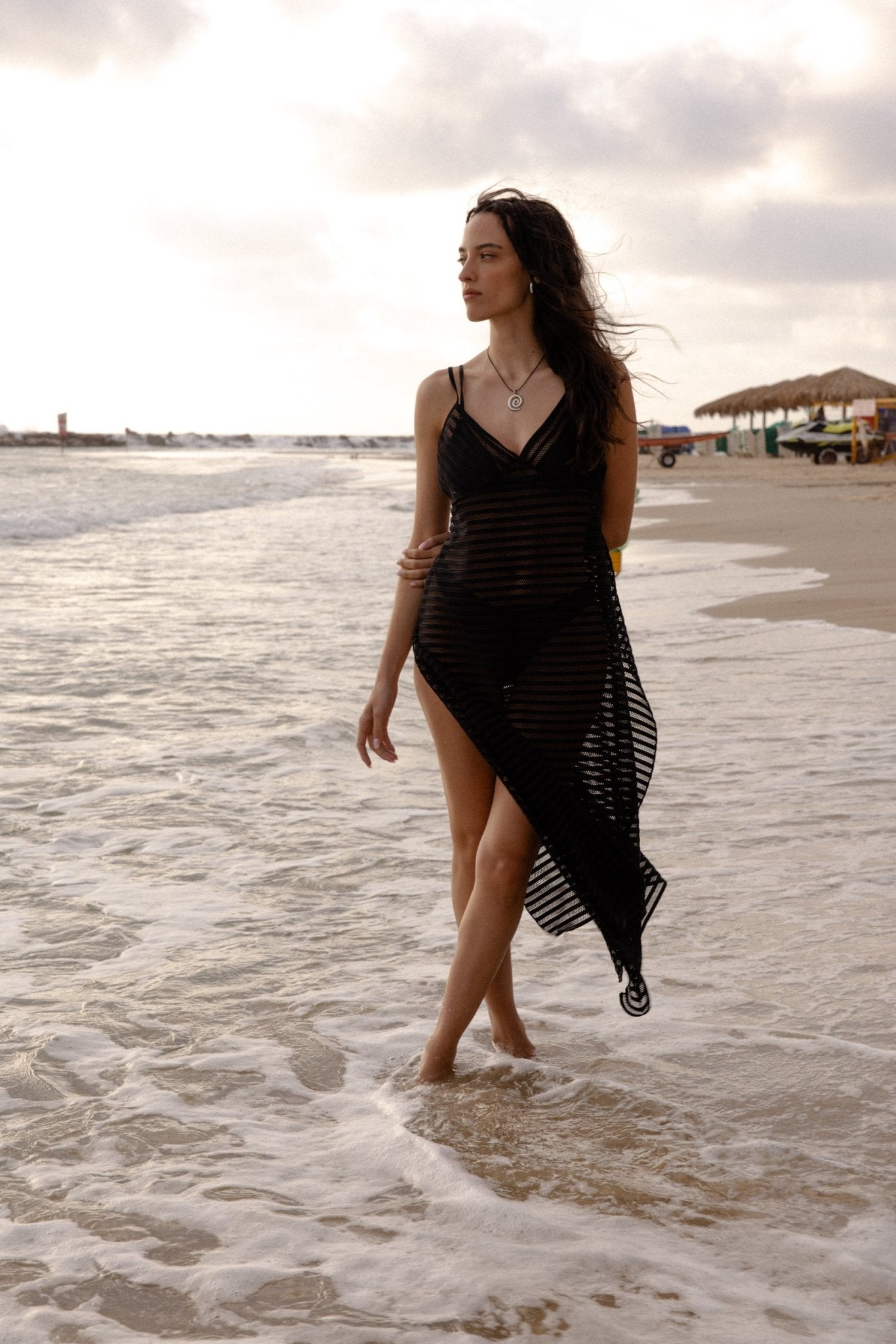 Shell dress black - gallabia - BiliBlond Swimwear
