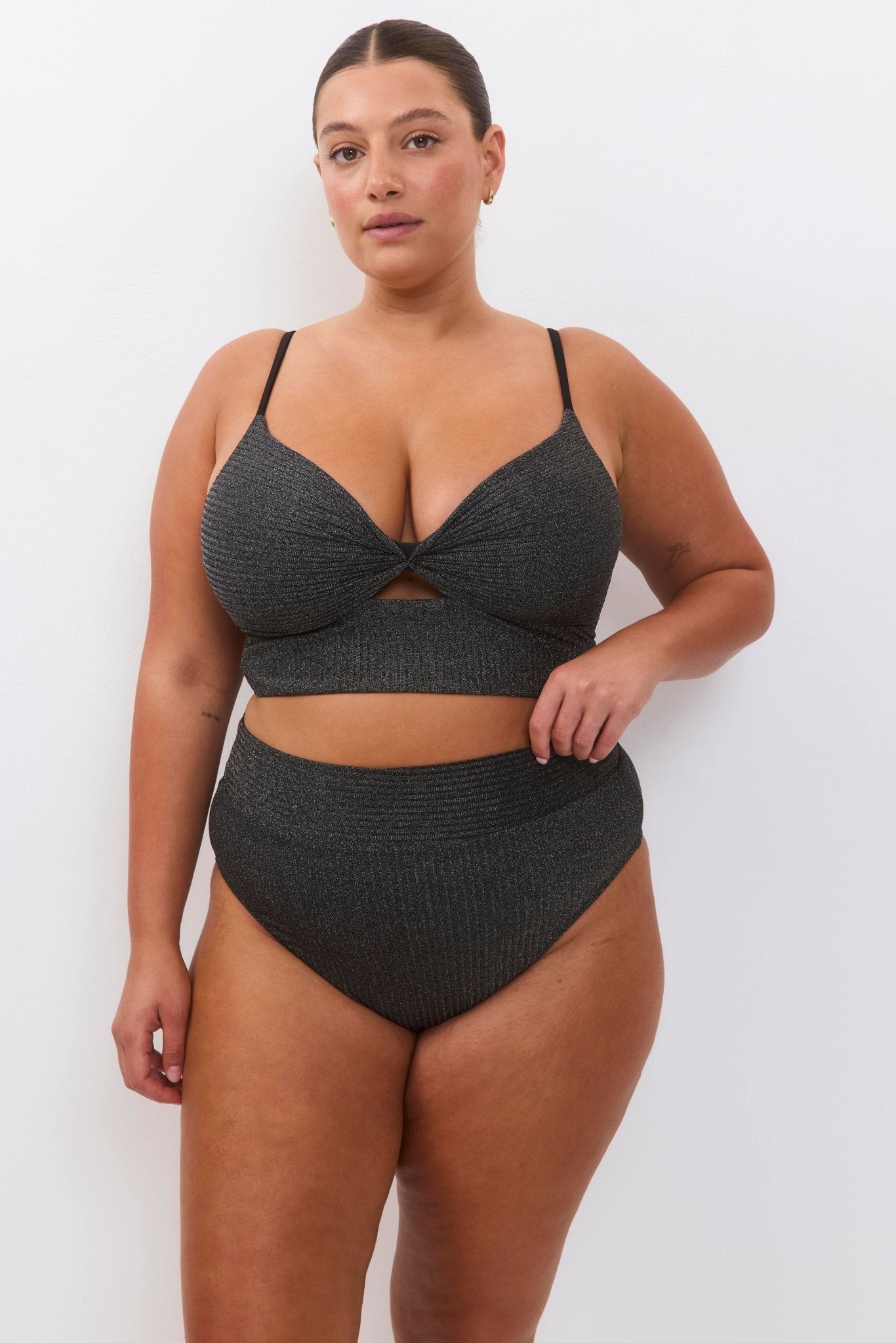 Sky Black Rib Lurex - BIKINI - BiliBlond Swimwear