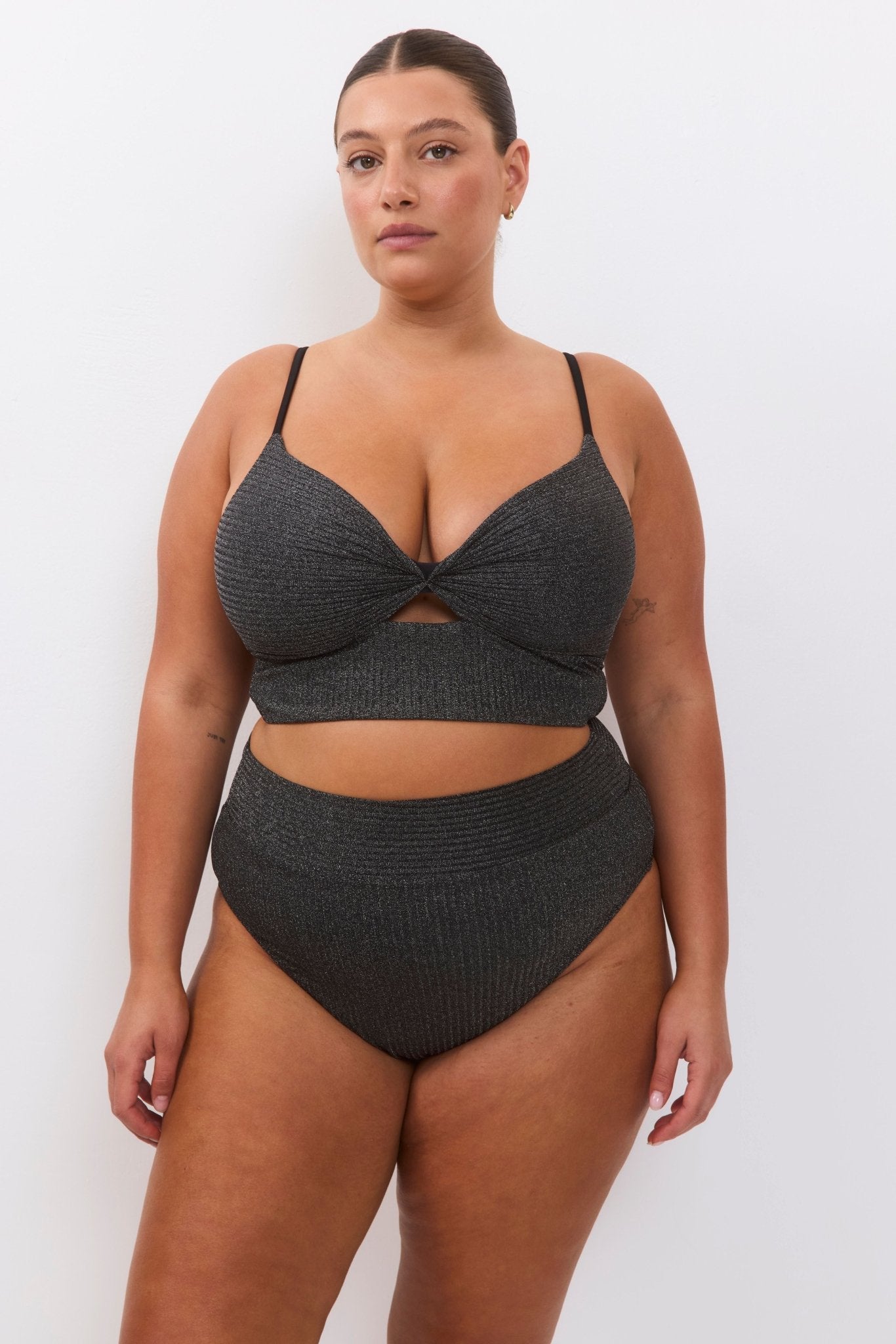 Sky Black Rib Lurex - BIKINI - BiliBlond Swimwear