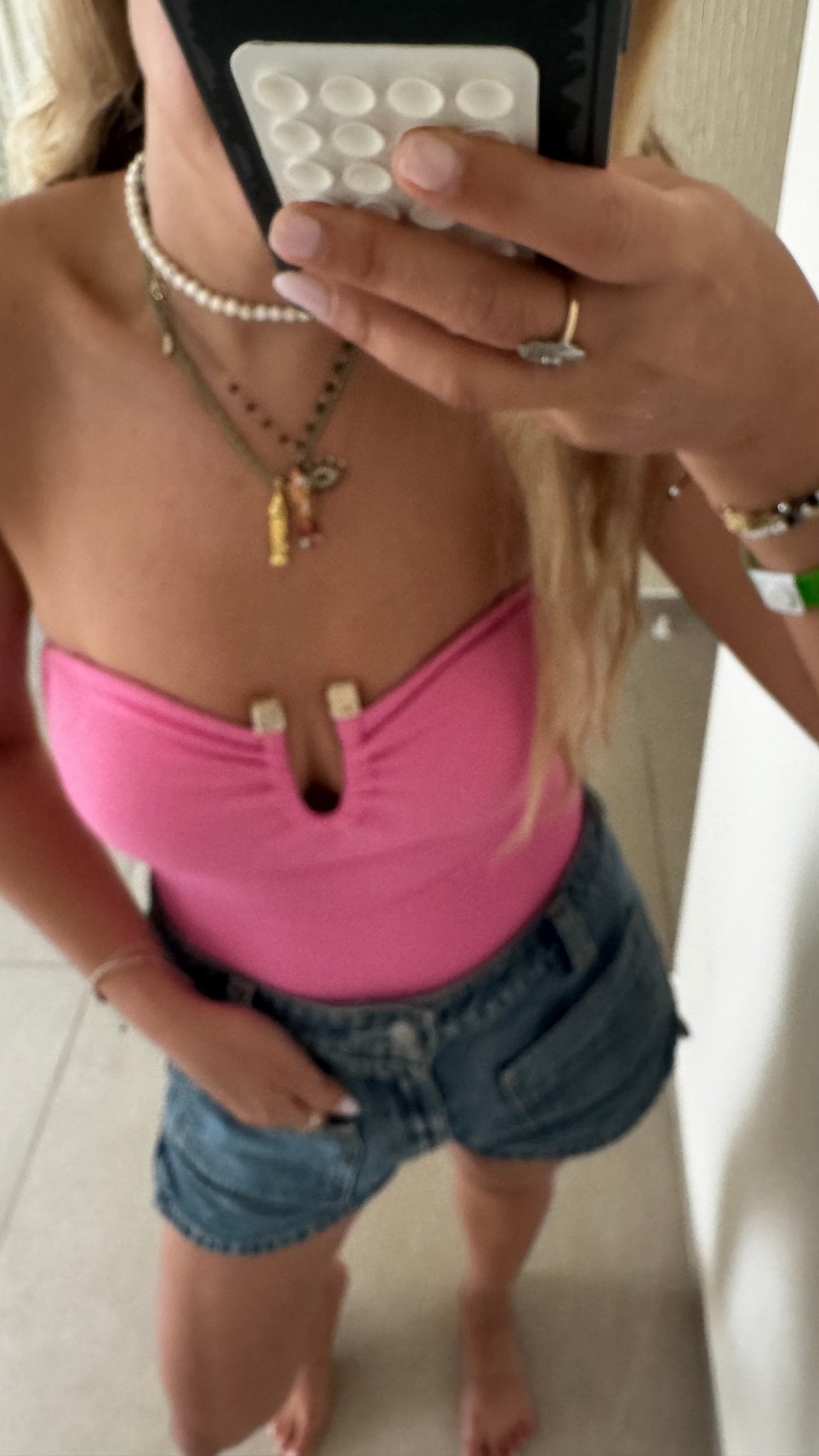 Stone Strapless Pink - one piece - BiliBlond Swimwear