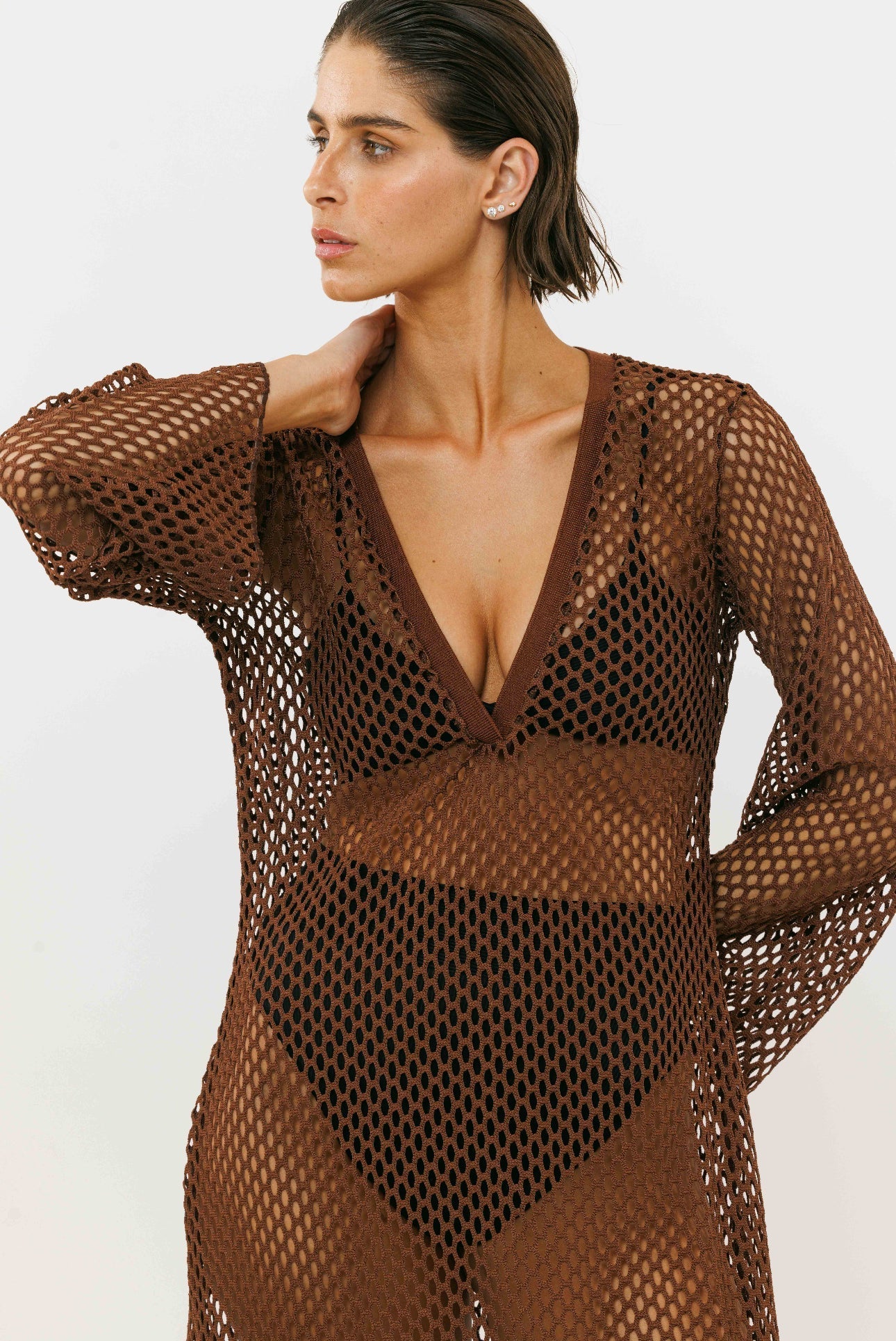 The net dress brown - gallabia - BiliBlond Swimwear