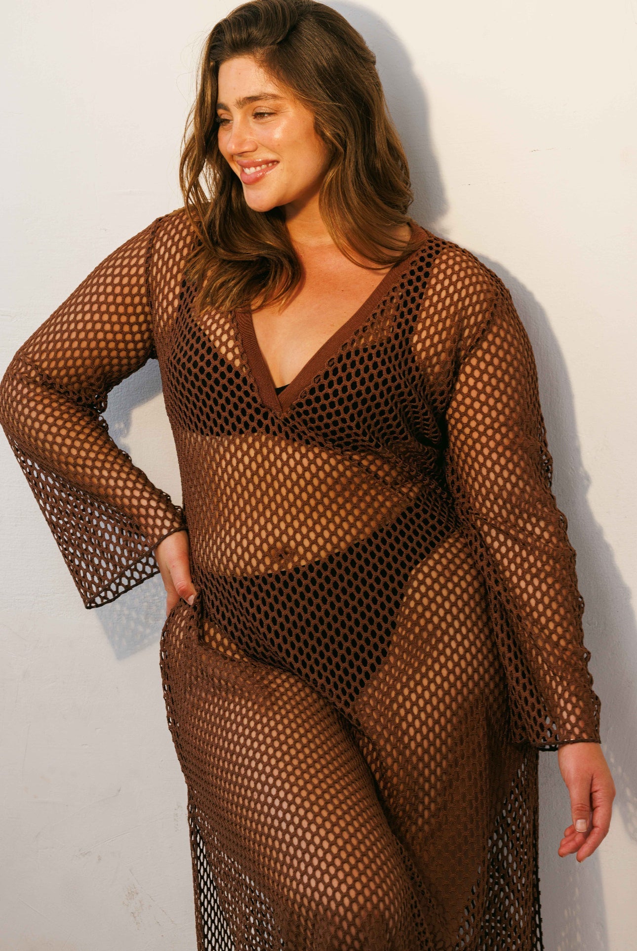The net dress brown - gallabia - BiliBlond Swimwear
