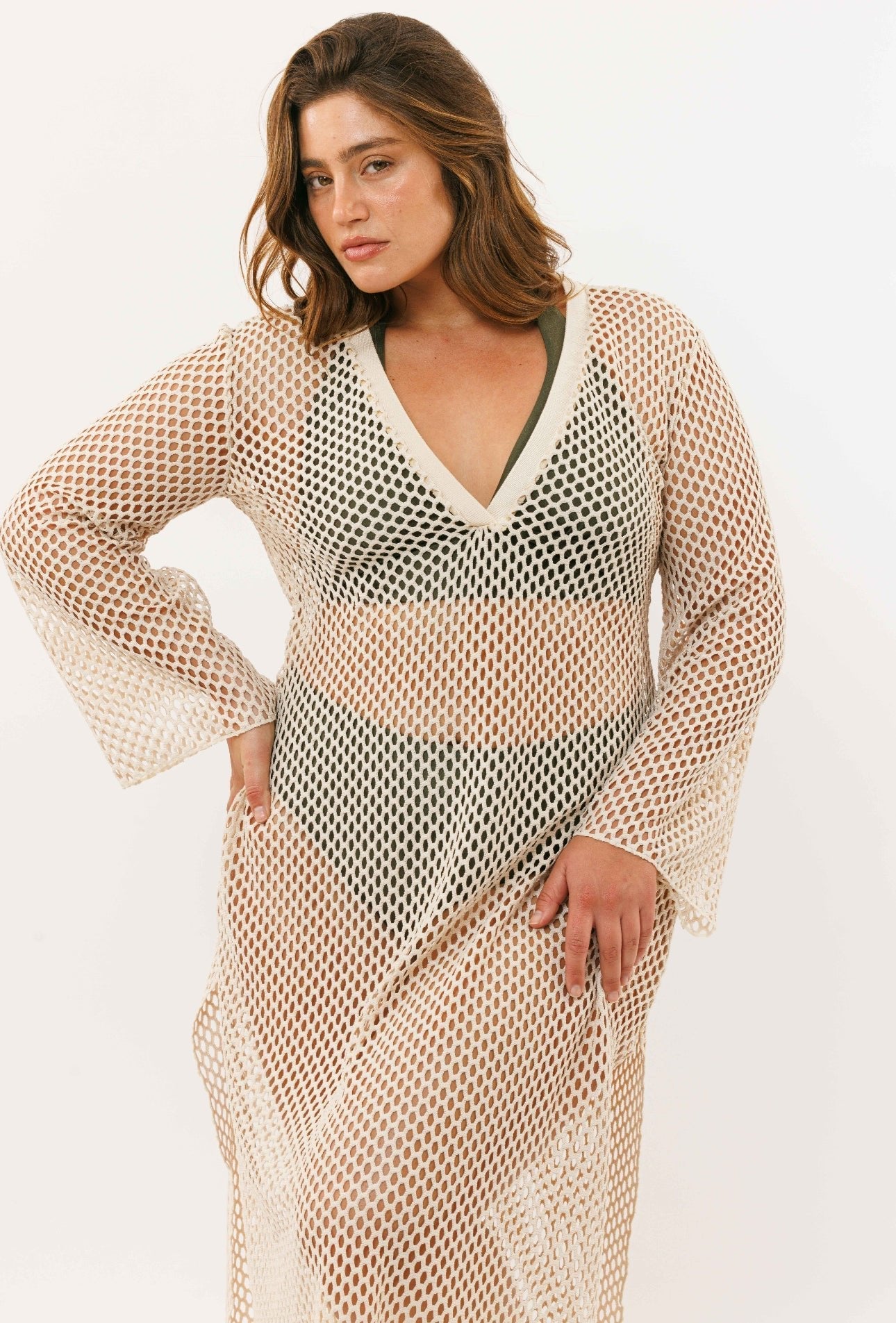 The Net Dress stone - gallabia - BiliBlond Swimwear