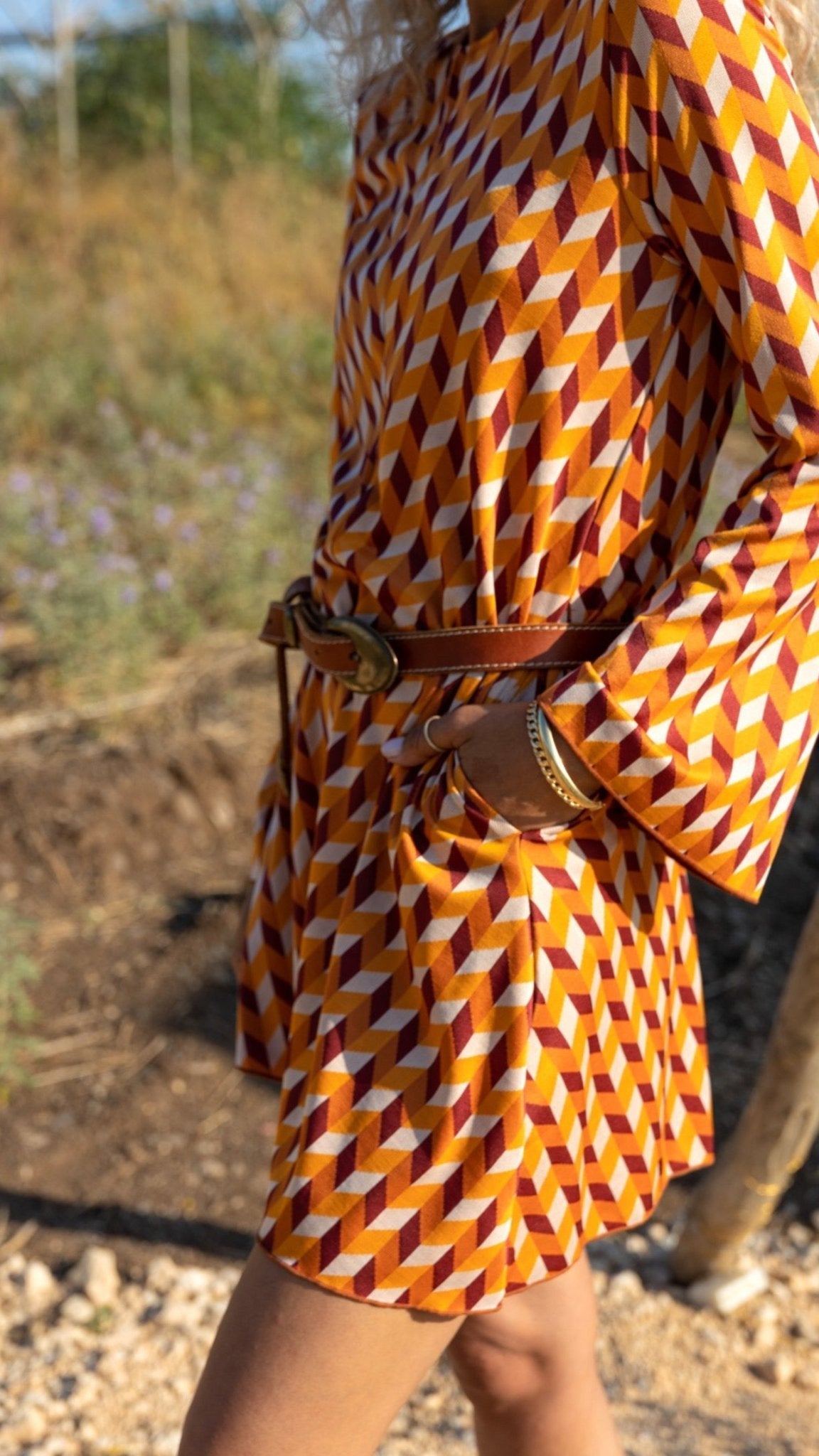 TWIGGY ROMPER W OPEN BACK 70s pattern - knit set -BiliBlond Swimwear