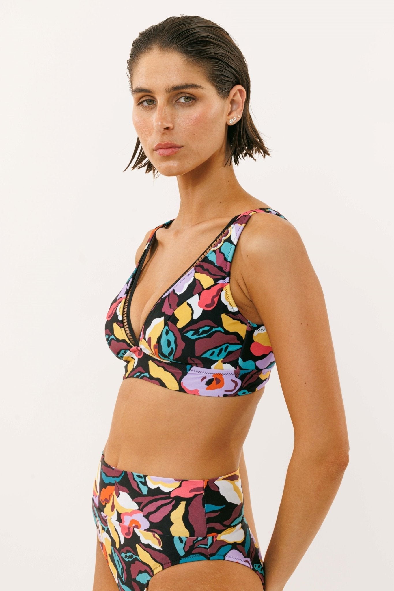 Vivi Top Black Flowers - BIKINI - BiliBlond Swimwear