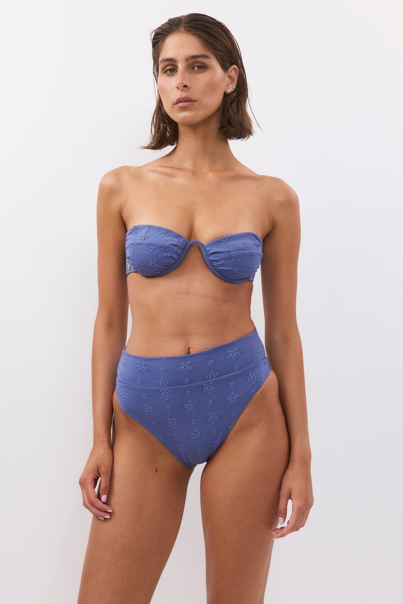 Yumi Bottom Blue Flowers - BIKINI - BiliBlond Swimwear