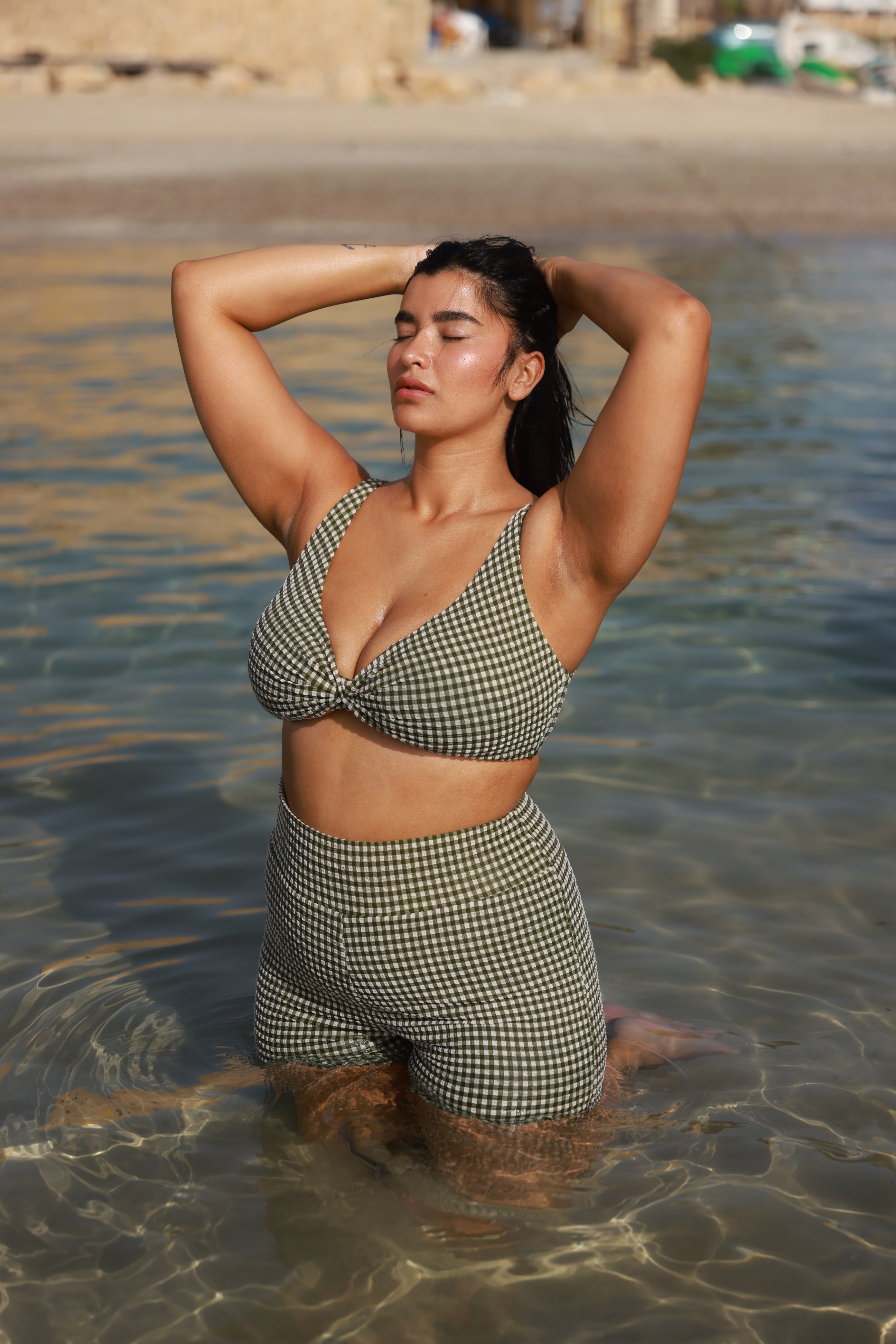 Bili Short Green Plaid - BIKINI - BiliBlond Swimwear