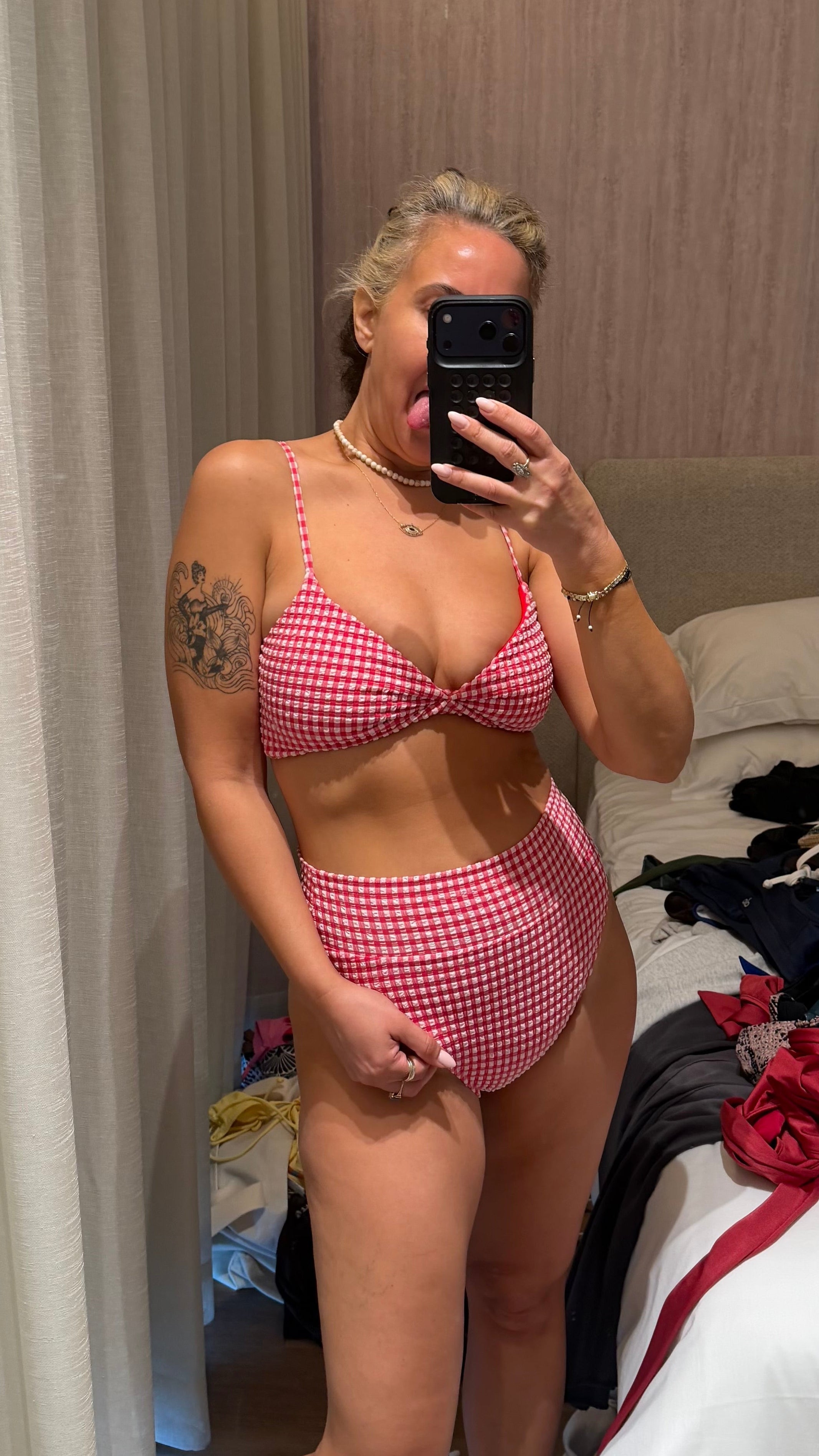 Yumi Bottom Red Plaid