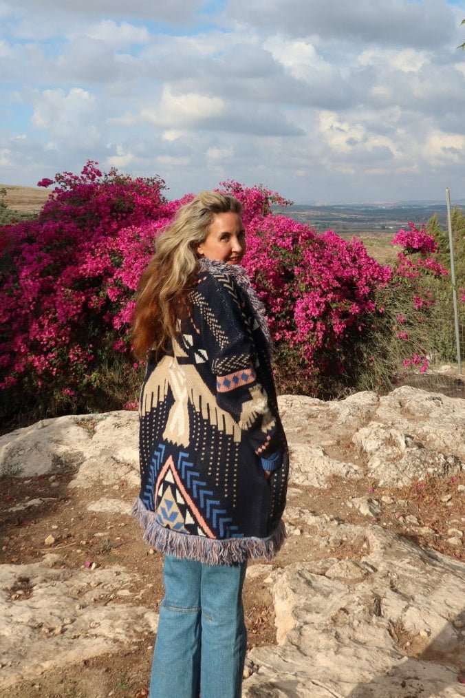 Jacquard Cardigan Blue Eagle - gallabia -BiliBlond Swimwear