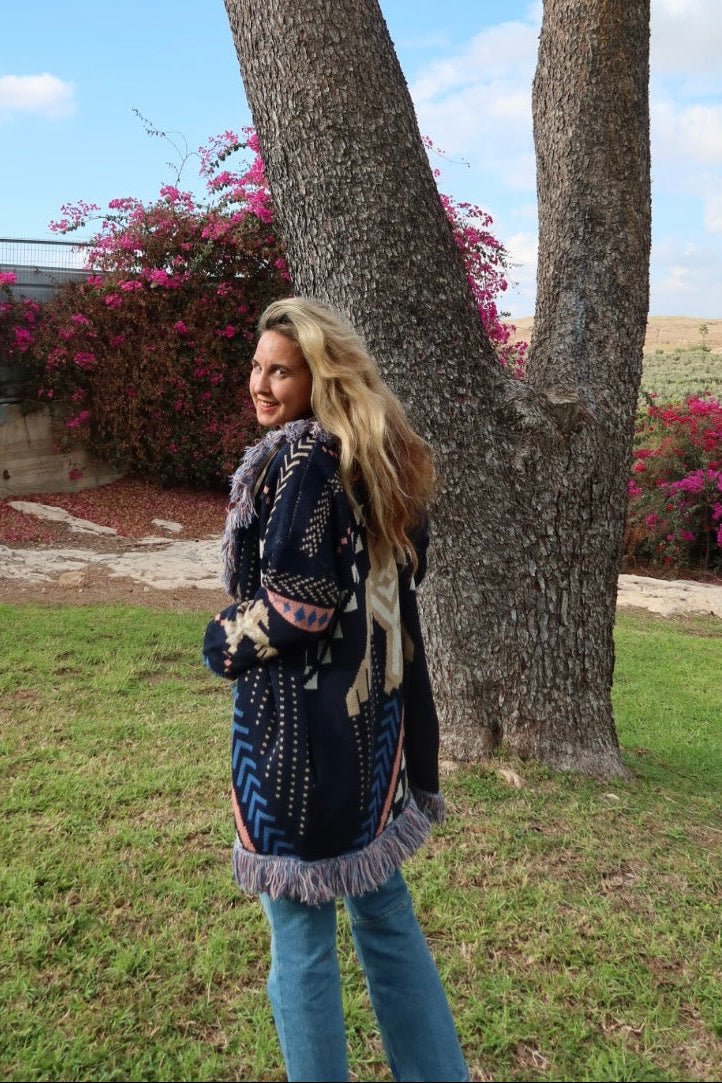 Jacquard Cardigan Blue Eagle - gallabia -BiliBlond Swimwear