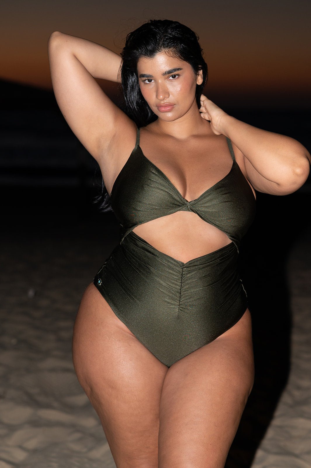 Jordan One-piece Shiny Olive - one piece -BiliBlond Swimwear