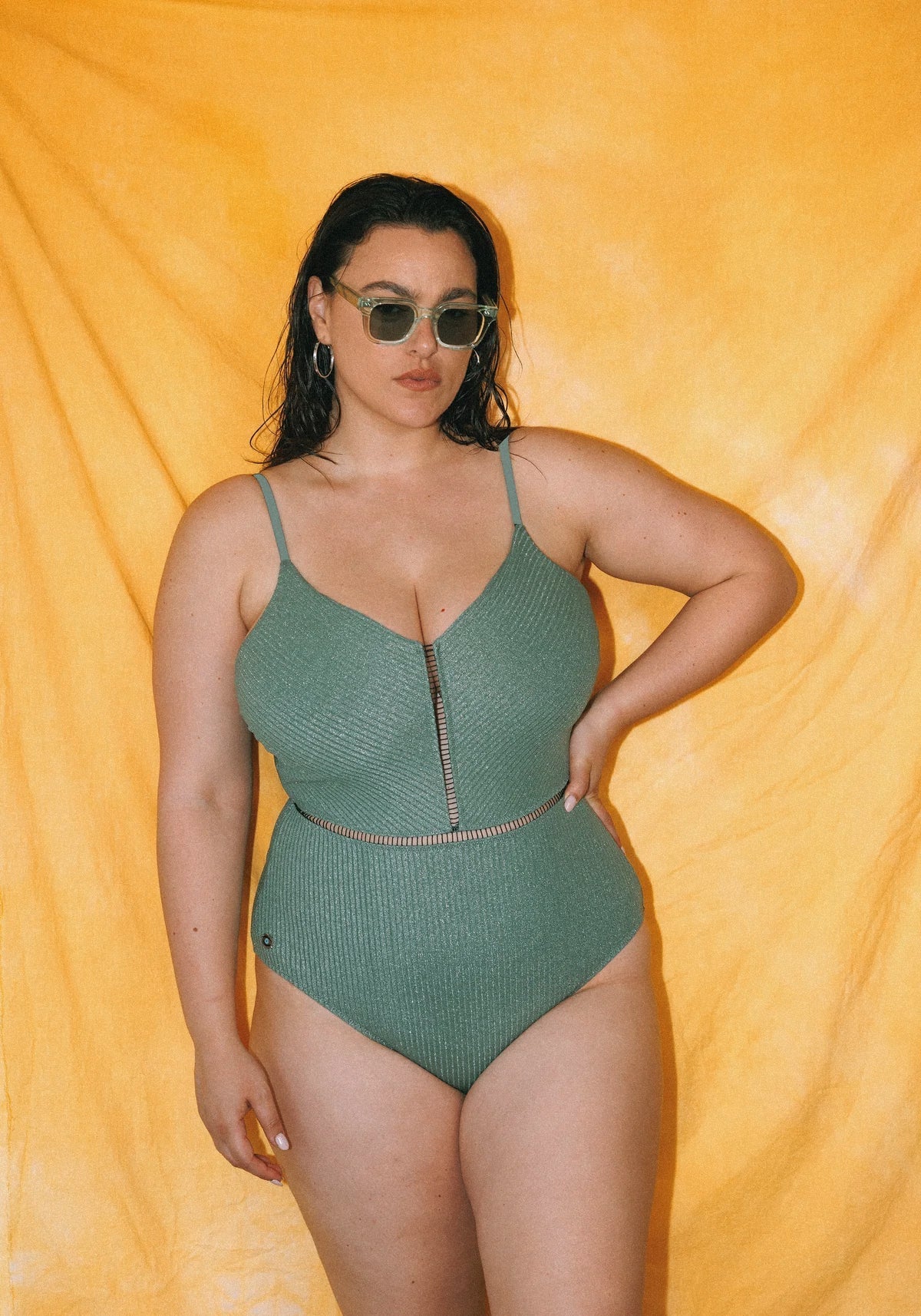 KIM GREEN LUREX - one piece -BiliBlond Swimwear