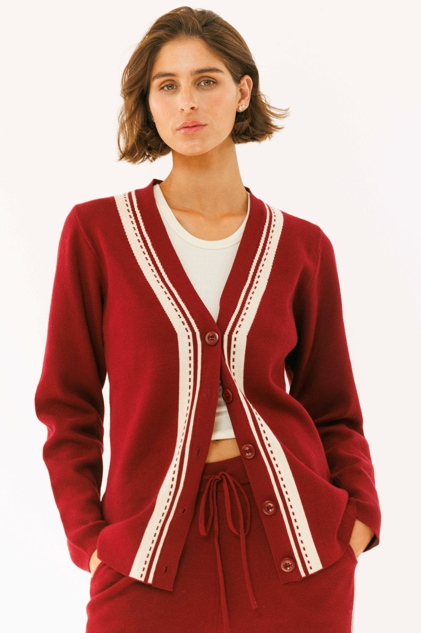 Maroon Cardigan - knit set - BiliBlond Swimwear