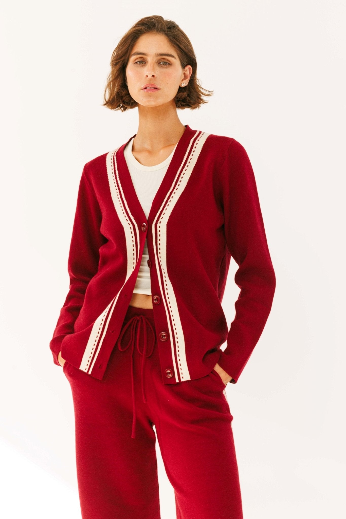 Maroon Cardigan - knit set - BiliBlond Swimwear