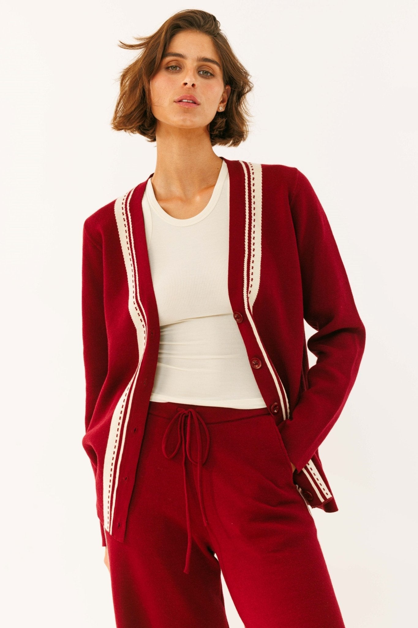 Maroon Cardigan - knit set - BiliBlond Swimwear