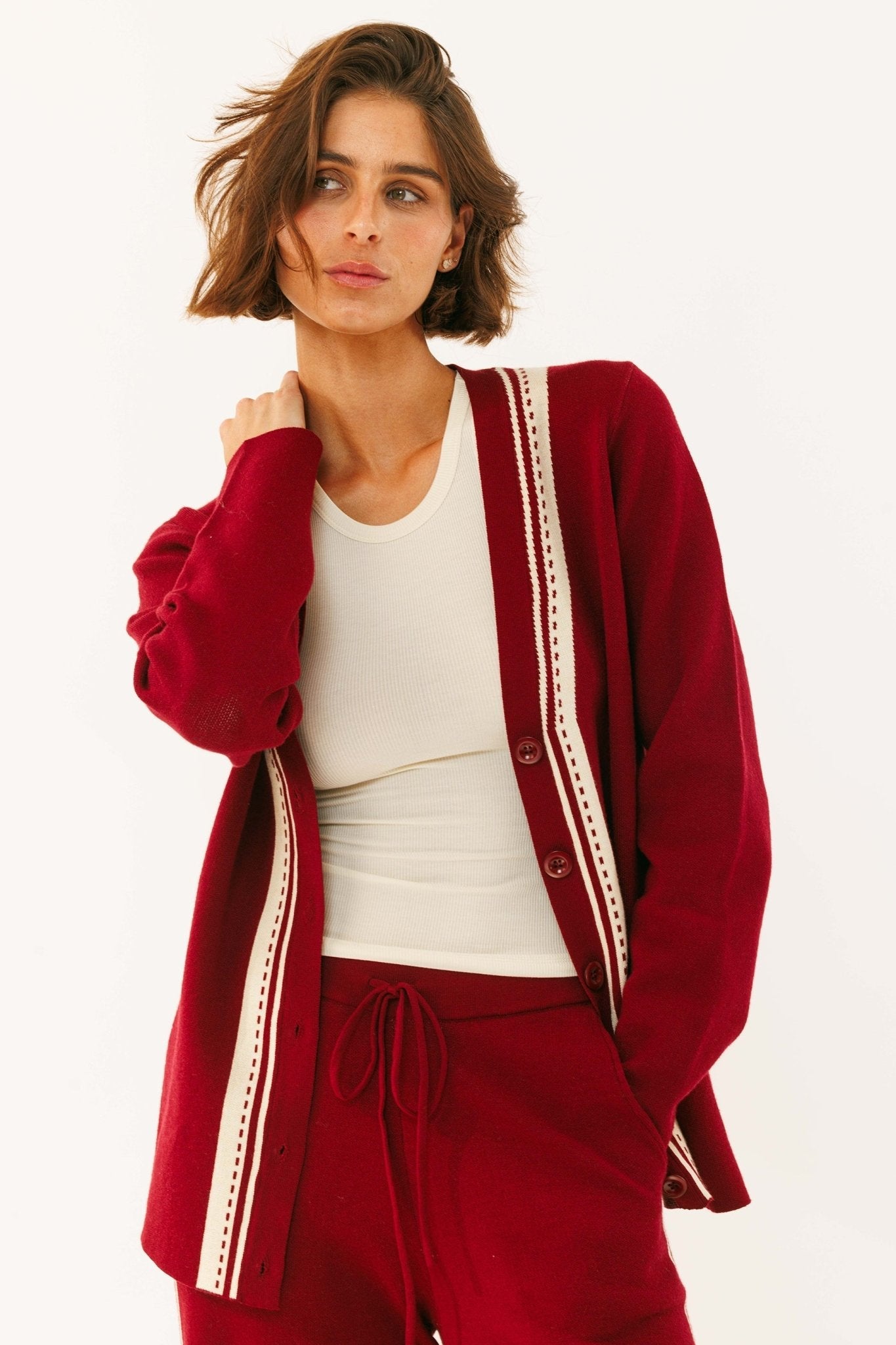 Maroon Knitted Cardigan - knit set - BiliBlond Swimwear