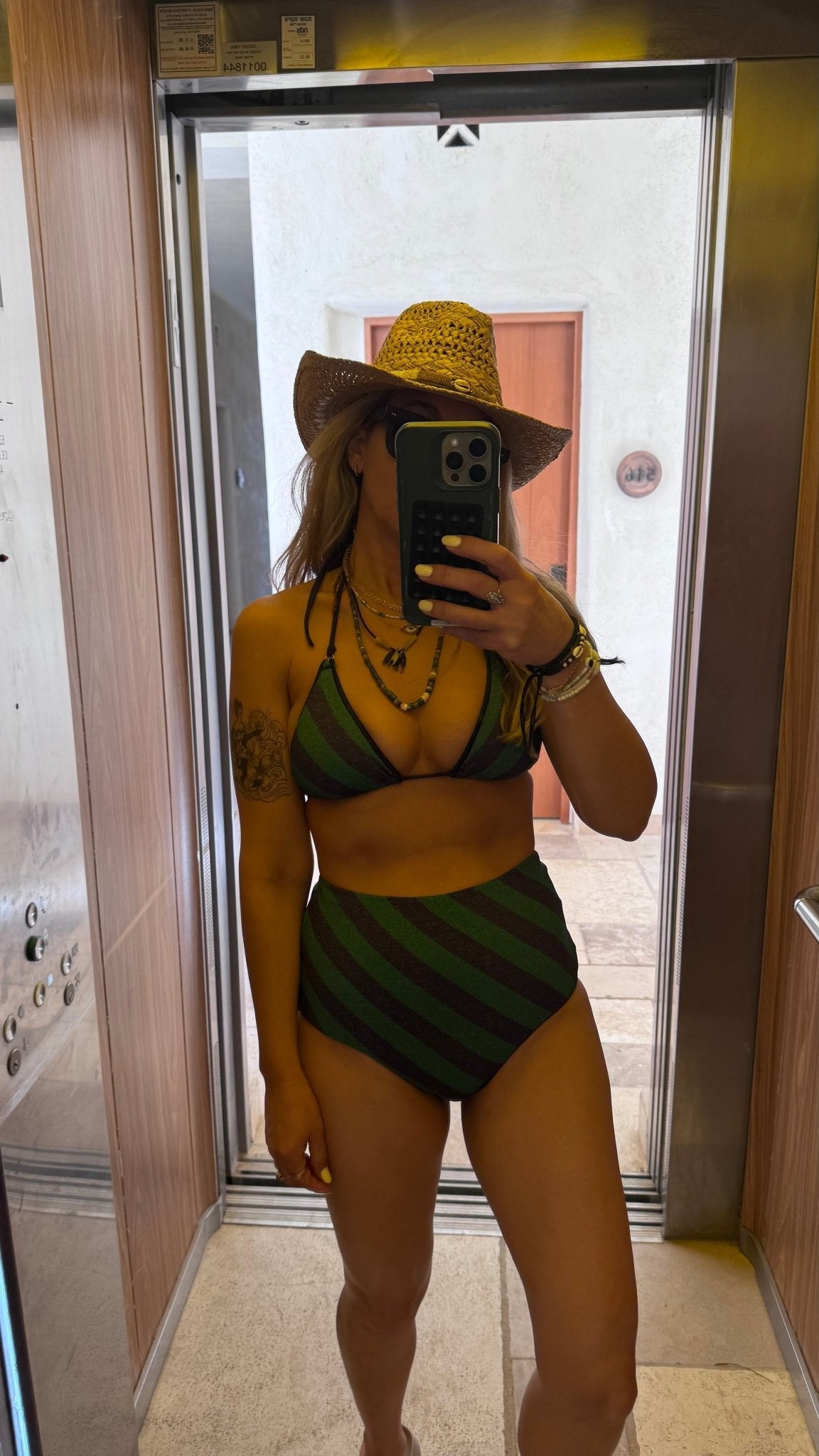 Meditranian Bottom Navy Green Stirpes - BIKINI - BiliBlond Swimwear