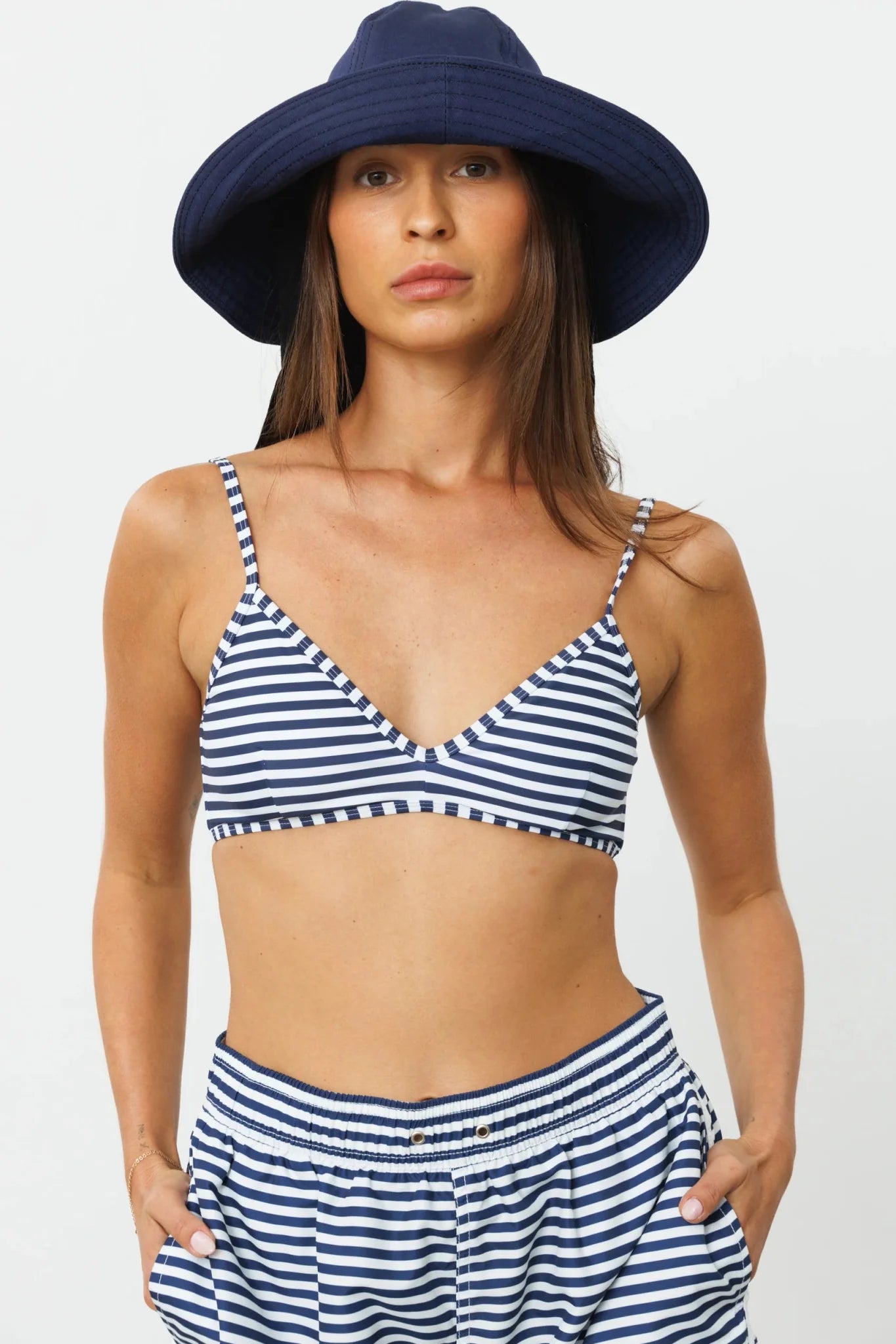 ORCA TOP Navy Stripes - BIKINI - BiliBlond Swimwear