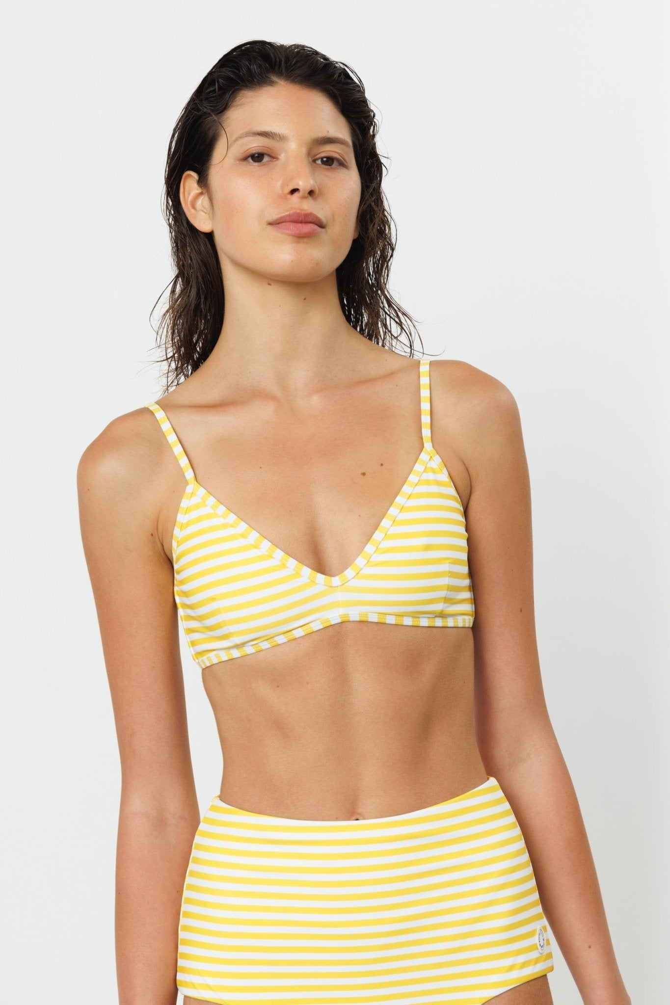 ORCA TOP Yellow stripes - BIKINI - BiliBlond Swimwear